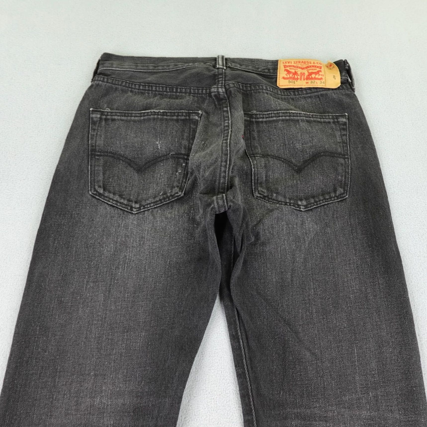 Levi's Levi's 501 Jeans Mens 32x34 Black Denim Button Fly Straight Regular Fit Denim Size US 31 - 6 Thumbnail