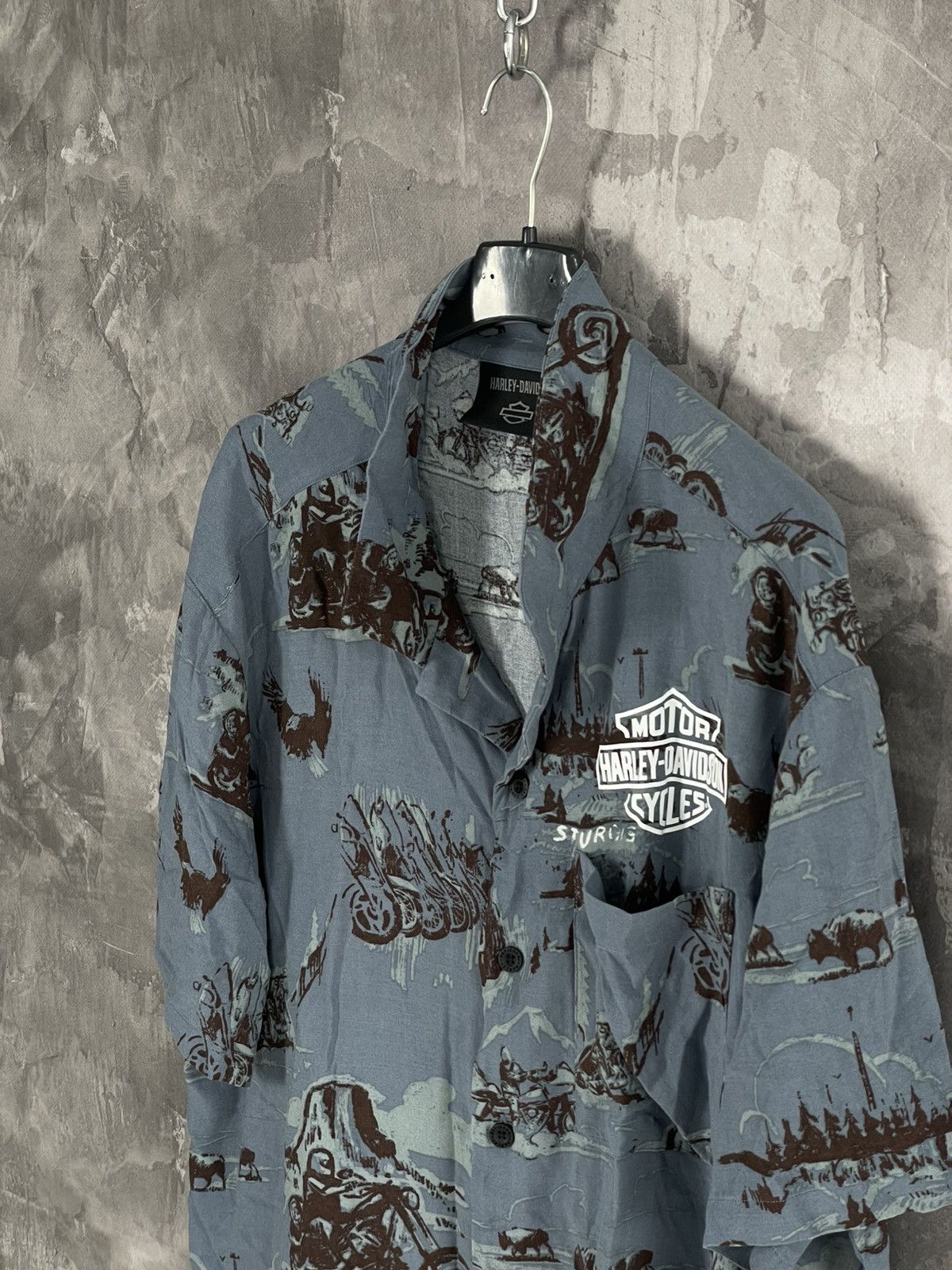 Harley Davidson × Vintage Vintage Y2K Harley Davidson Button Up Crazy Logo Shirt Size US L / EU 52-54 / 3 - 7 Thumbnail