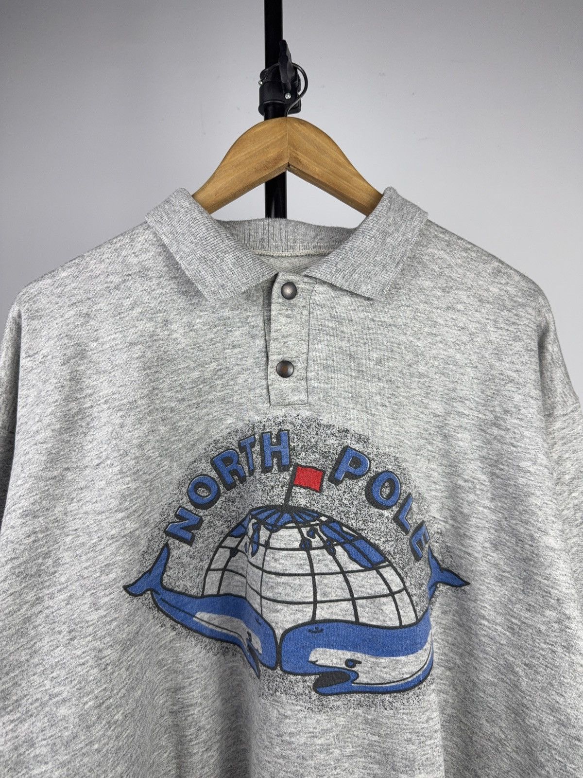 Vintage Vintage 80s Retro North Pole Whale Graphic Polo Sweatshirt Size US S / EU 44-46 / 1 - 2 Thumbnail