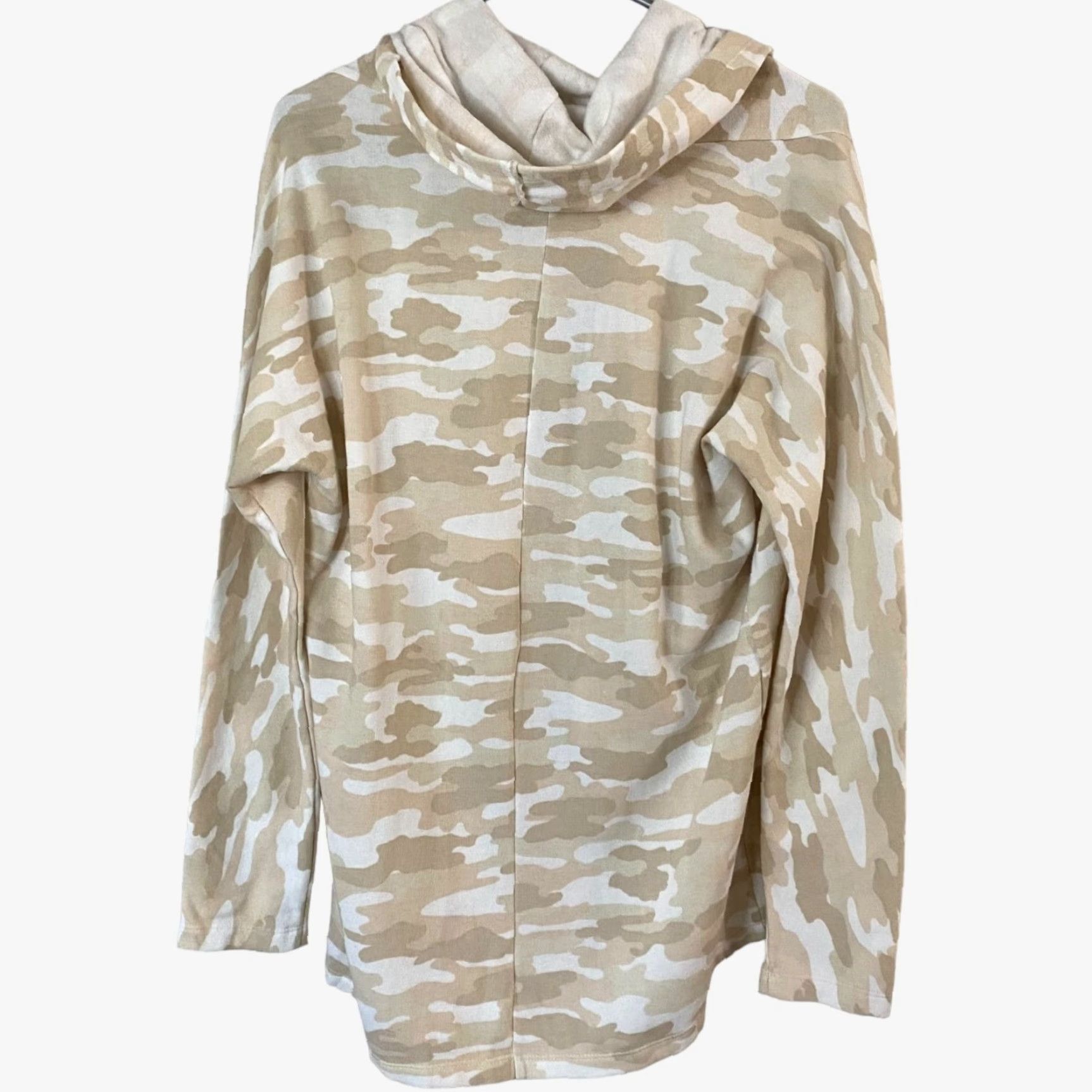 Lucky Brand Lucky Brand Camo Hooded Cardigan Sweater Womens M Cream & White Long-Sleeve Size M / US 6-8 / IT 42-44 - 3 Thumbnail