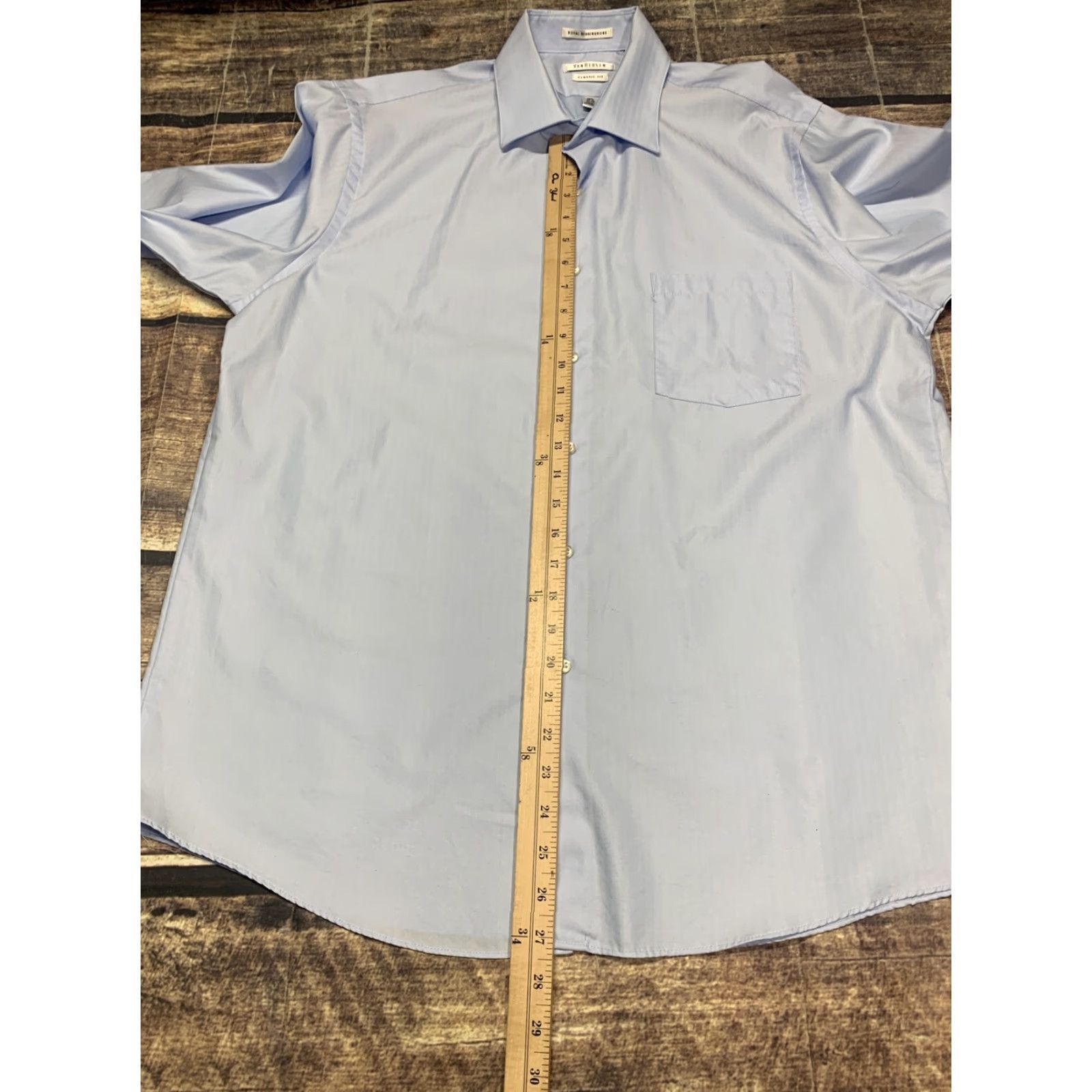 Van Heusen Van Heusen Blue Long Sleeve Men Dress Shirt Wrinkle Free Fitted 16 1/2 32/33 Size 42R - 4 Thumbnail