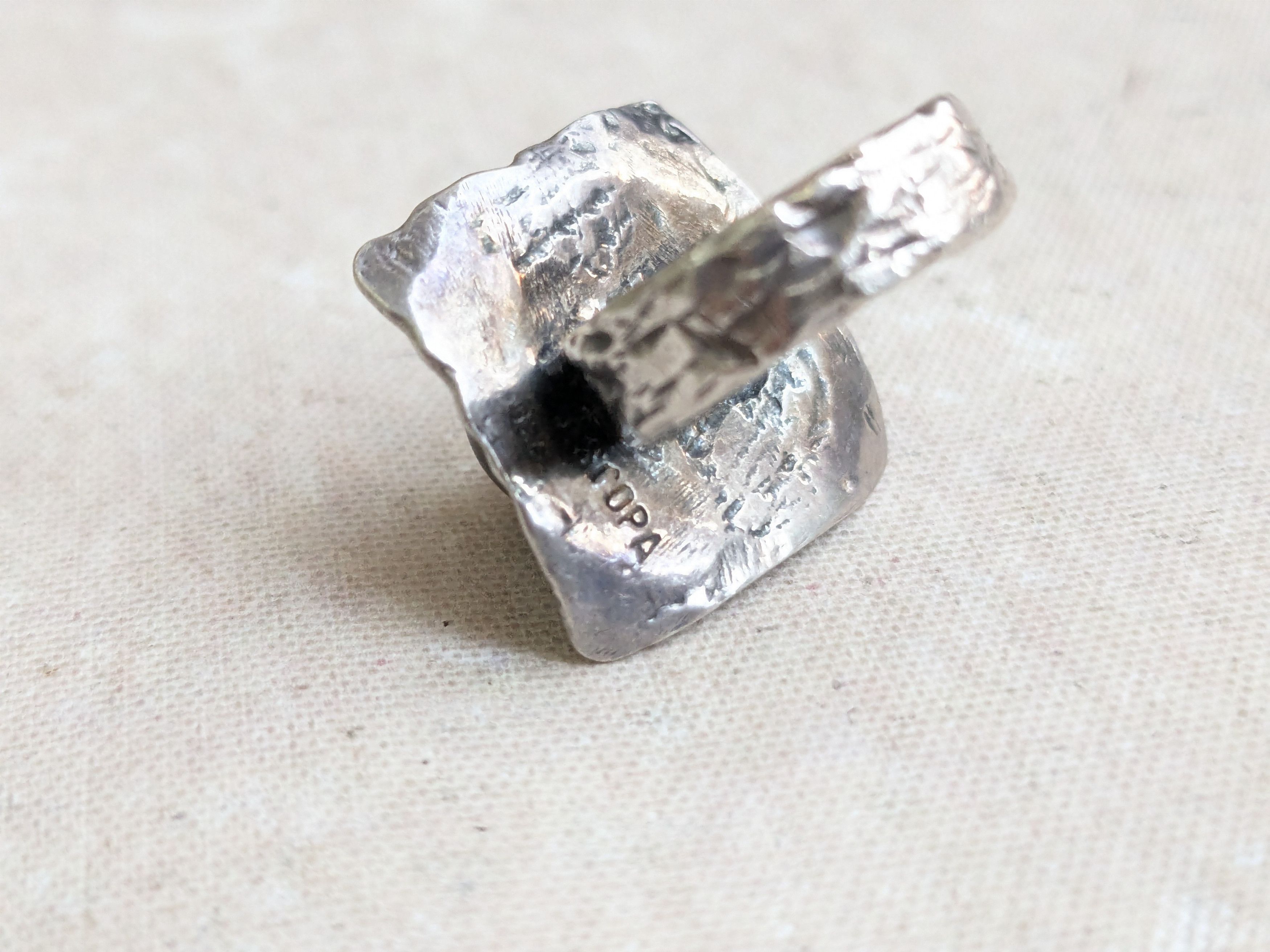 Sterling Silver Ascopa Sterling Silver Ring Black Pearl 4.5 Hammered Size ONE SIZE - 6 Thumbnail