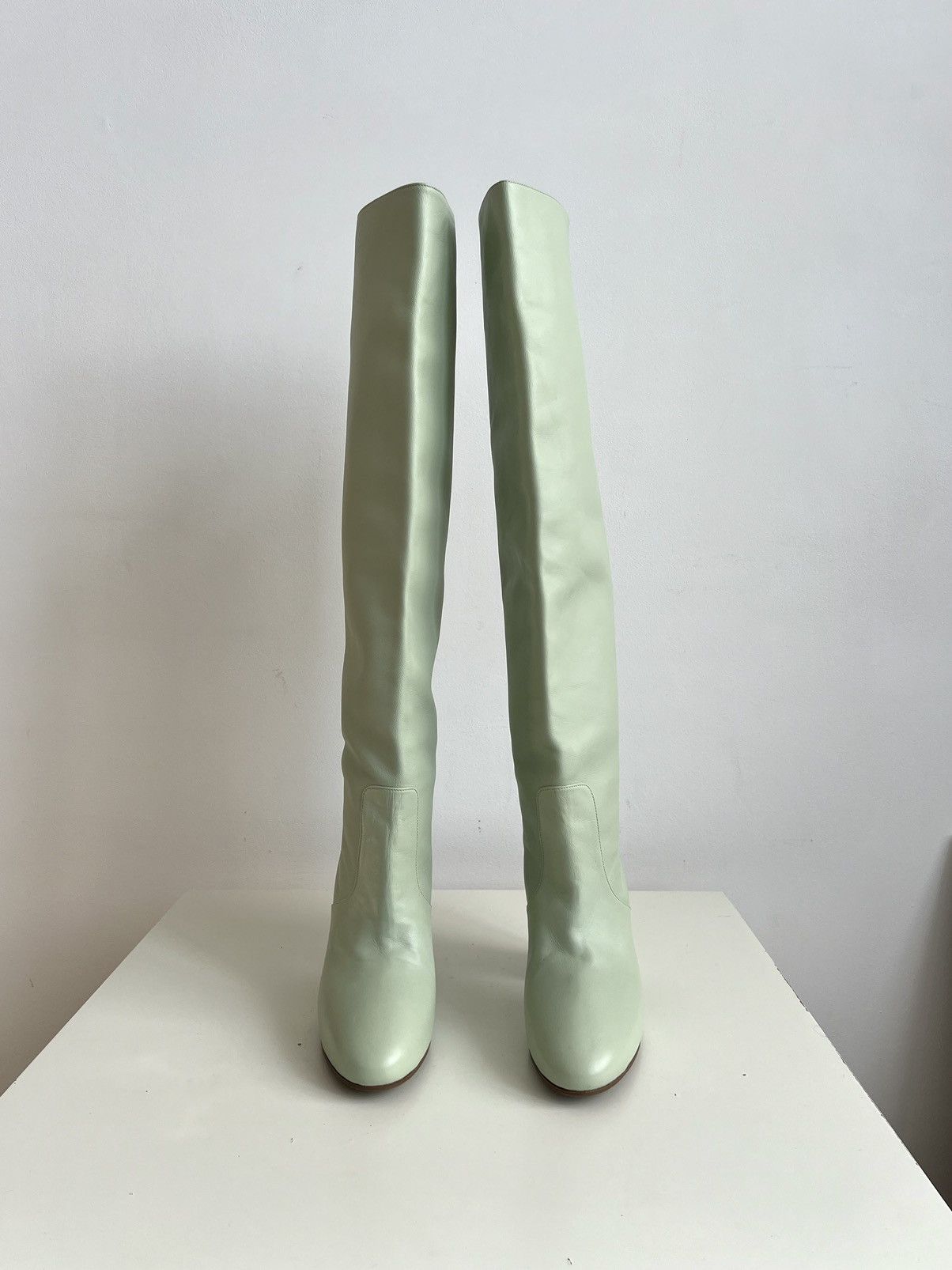 Dries Van Noten 🔥F/W20 Dries Van Noten Knee High Mint Calf Leather Boots Size US 9 / IT 39 - 5 Thumbnail
