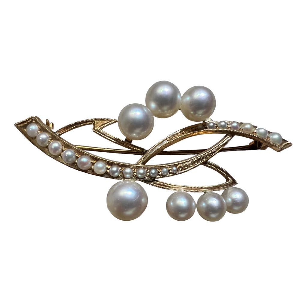 Unknown London Vintage 14k Gold Brooch Pin with 26 Pearls 4g Size ONE SIZE - 1 Preview