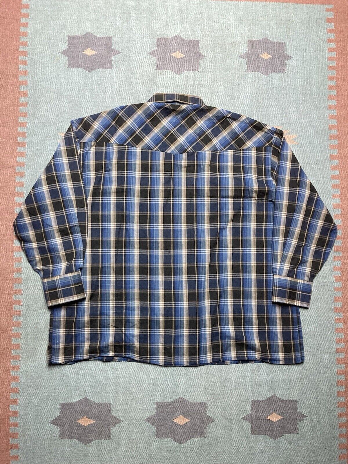 Vintage VTG 90s Pearl snap shirt plaid check western cowboy blue XXL Size US XXL / EU 58 / 5 - 5 Thumbnail