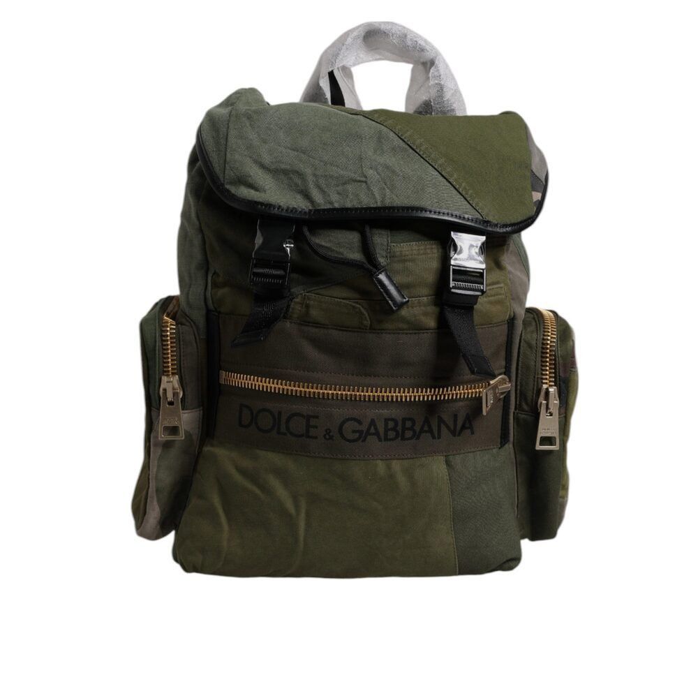 Dolce & Gabbana Dolce & Gabbana Military Green Patchwork Travel Backpack Bag Size ONE SIZE - 1 Thumbnail
