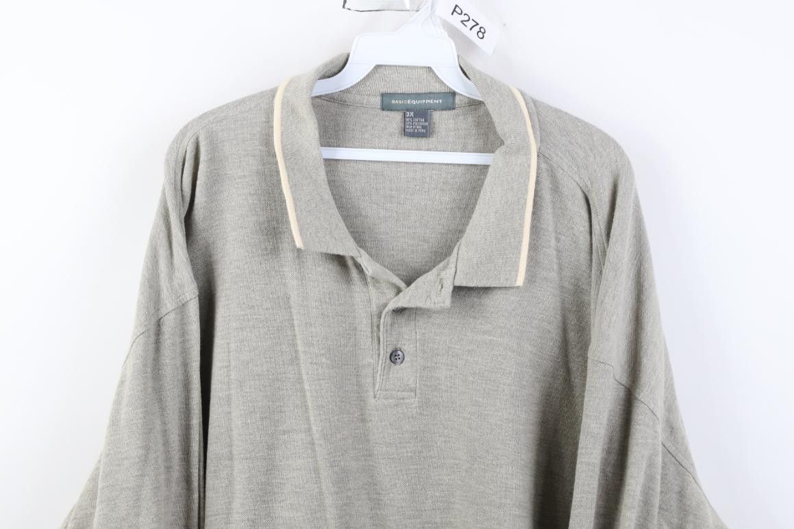 Vintage Vintage 90s Streetwear Long Sleeve Polo Shirt Gray Size US XXL / EU 58 / 5 - 2 Thumbnail