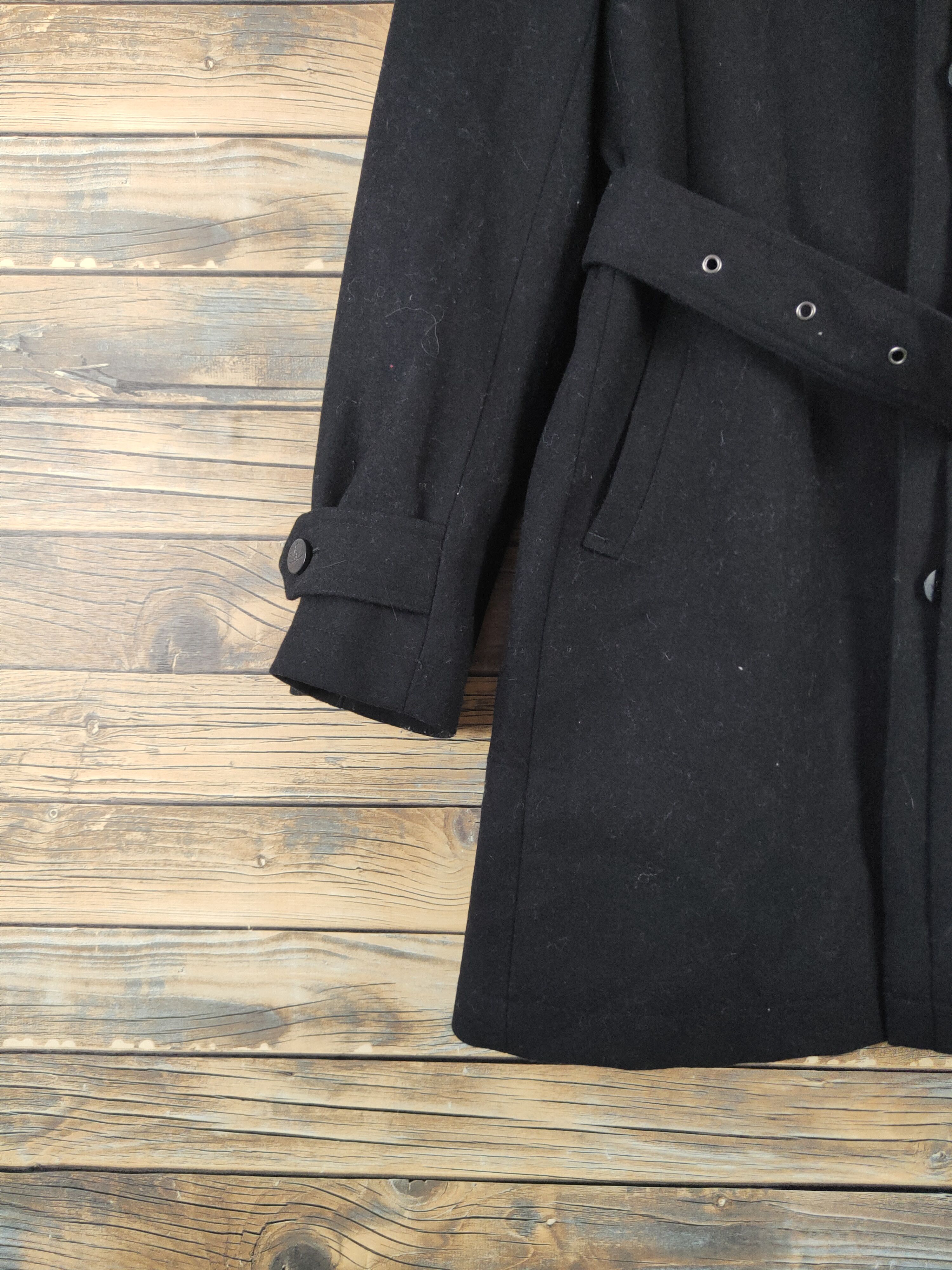 Roen Roen-Semantic Design Black Wool Coats #W2256 Size L / US 10 / IT 46 - 4 Thumbnail
