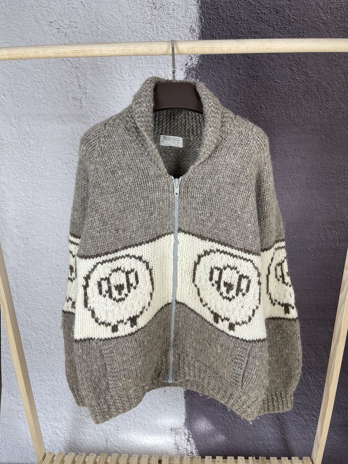 Jumpers from New Zealand vintage sheep pattern zip cardigan Tops