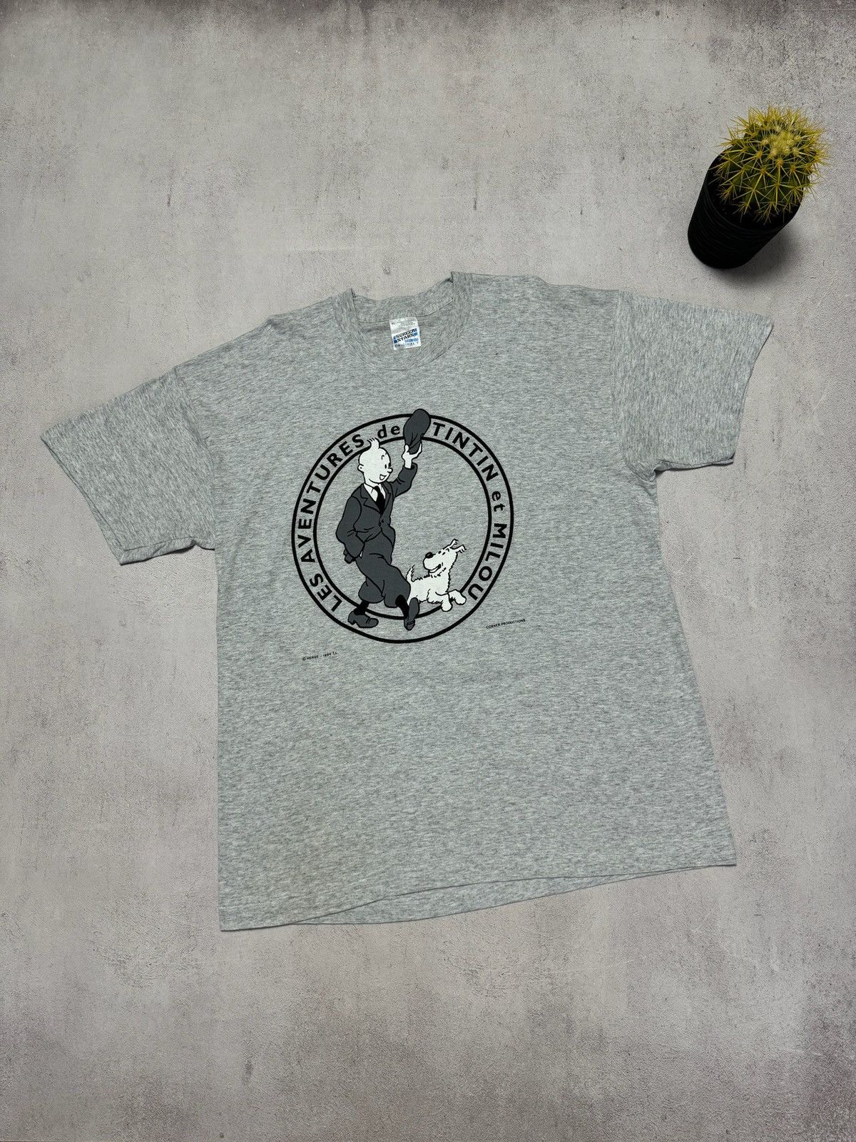 Vintage Vintage TINTIN T Shirt Tee 1994 Les Aventures Rare Size US XL / EU 56 / 4 - 2 Thumbnail