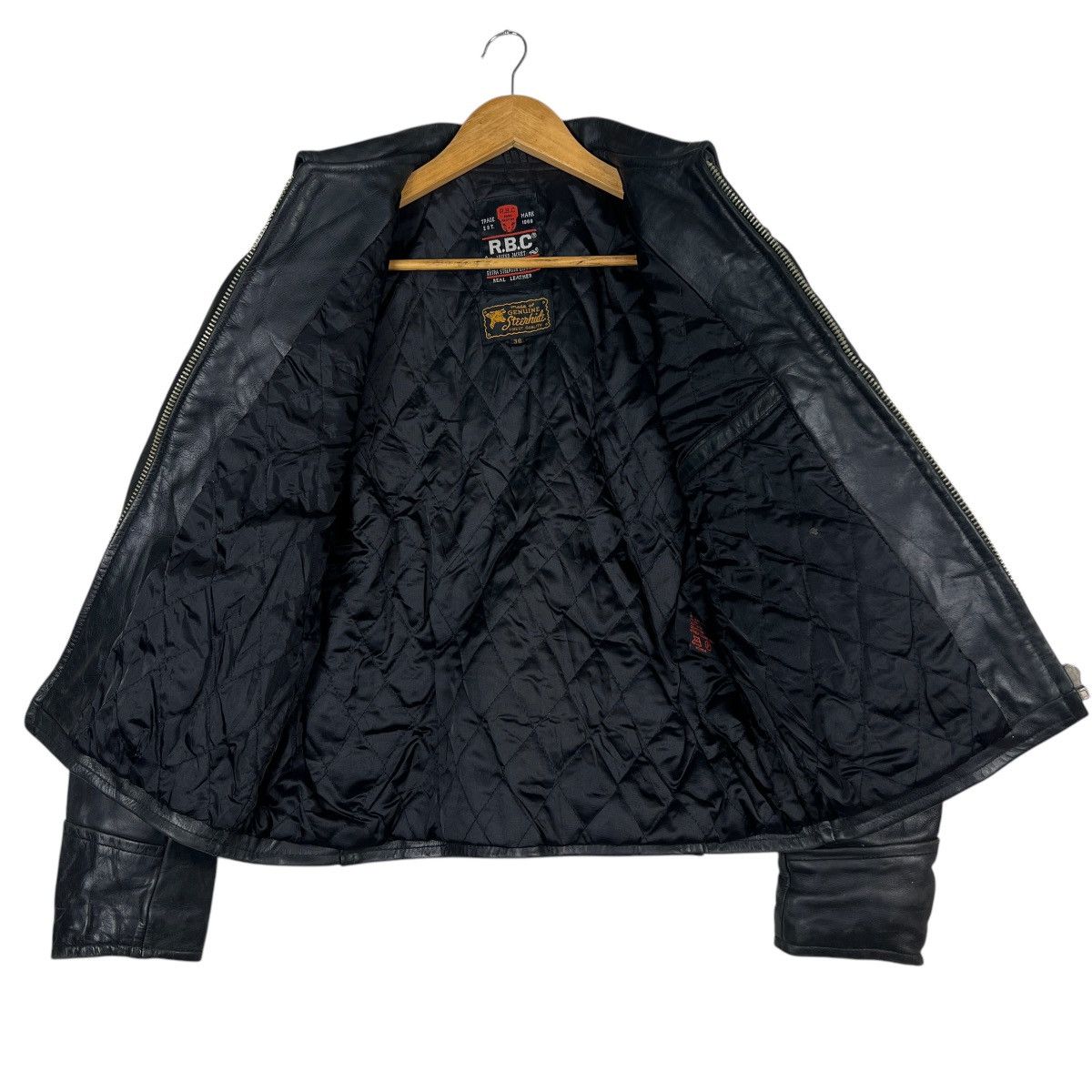Genuine Leather 🔥 R.B.C LEGEND STEERHIDE REAL LEATHER CAFE RACER JACKET Size US S / EU 44-46 / 1 - 14 Thumbnail