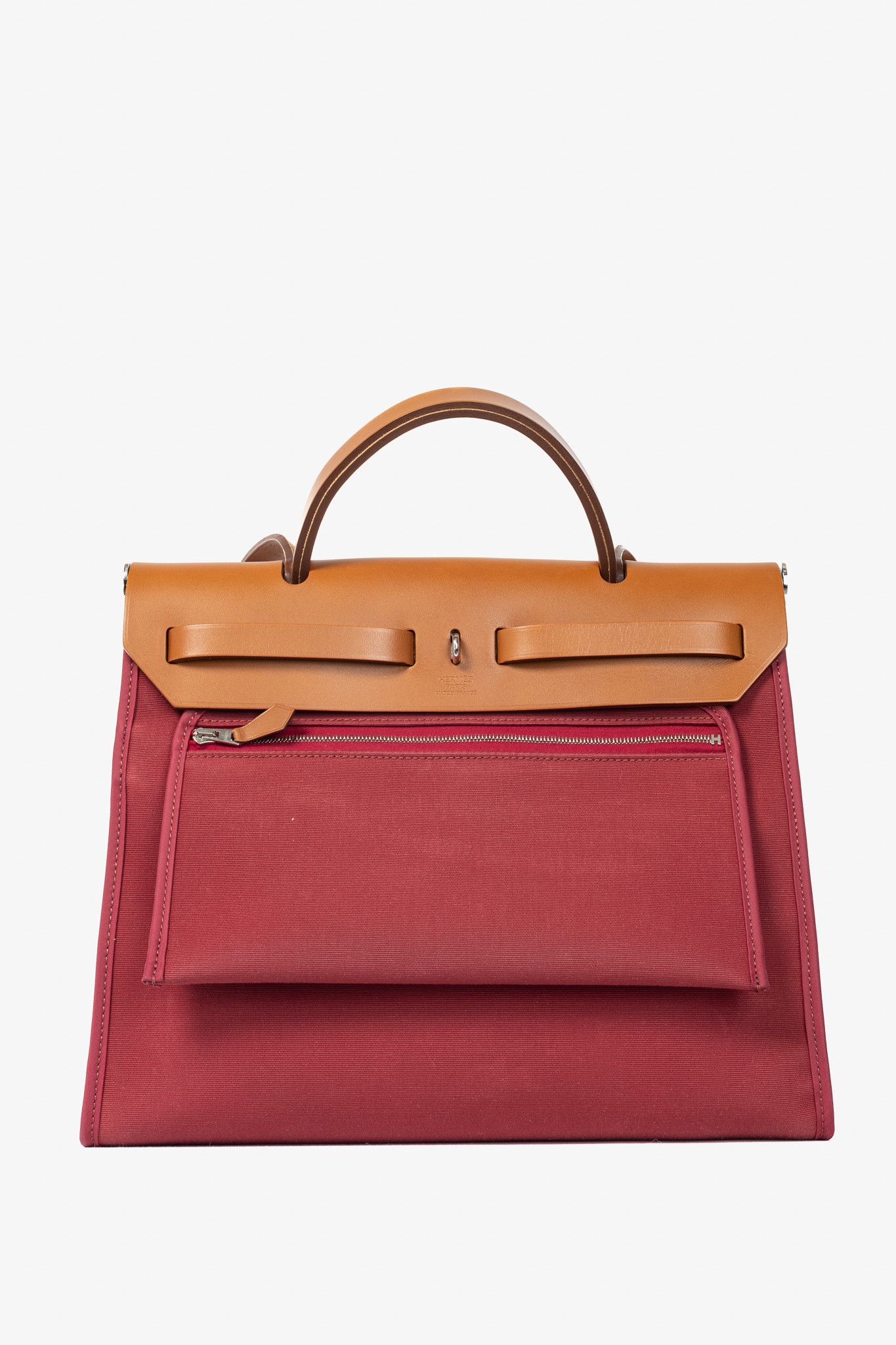 Hermes Hermes Herbag 31 Red Toile & Vache Hunter Satchel Size ONE SIZE - 4 Thumbnail