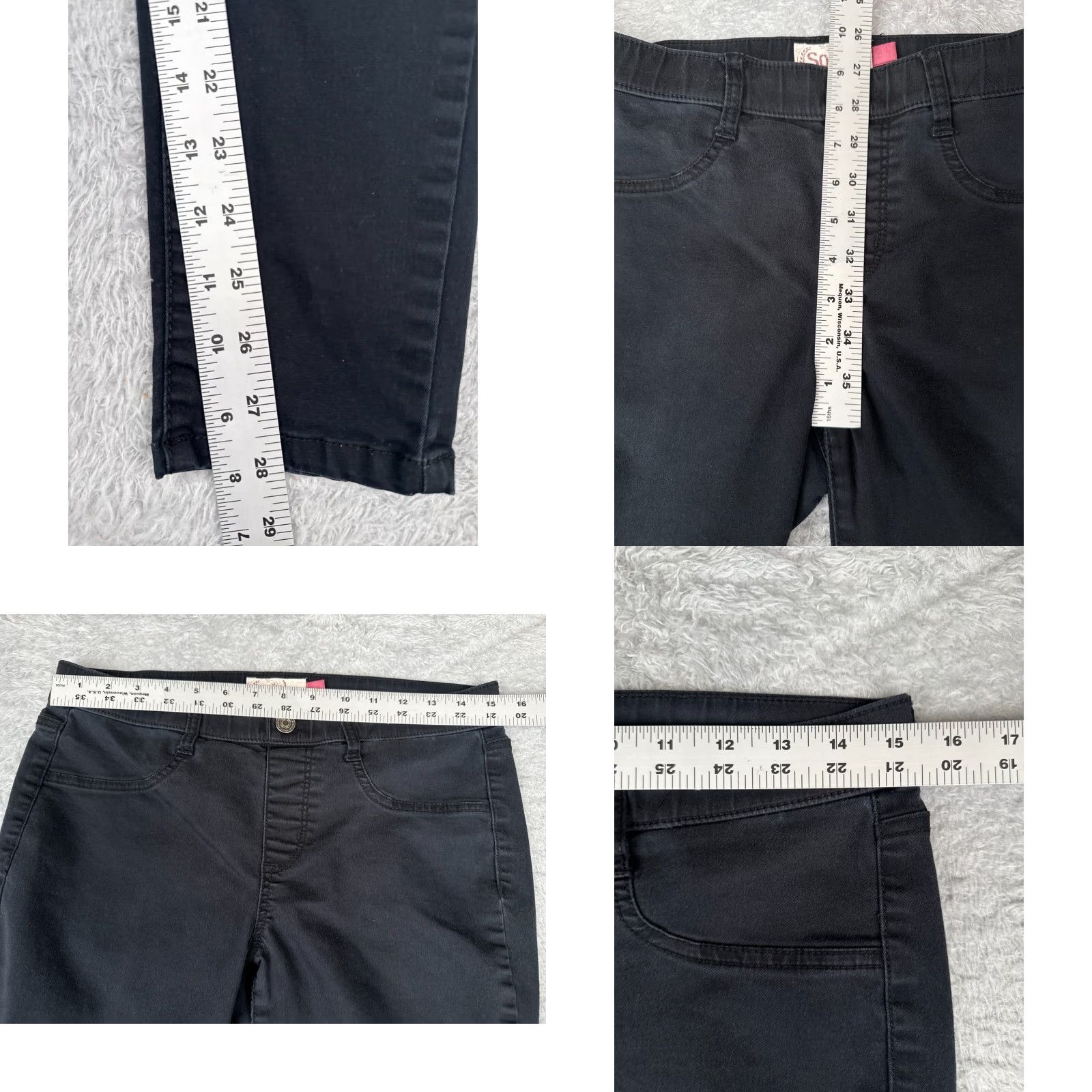 Vintage SO Jeans Womens Black Denim Skinny Pull-on 34x28 Regular Mid Rise 5-Pocket Embroidered Cotton Blend Jeans Men’s? Size 36" / US 14 / IT 50 - 8 Thumbnail