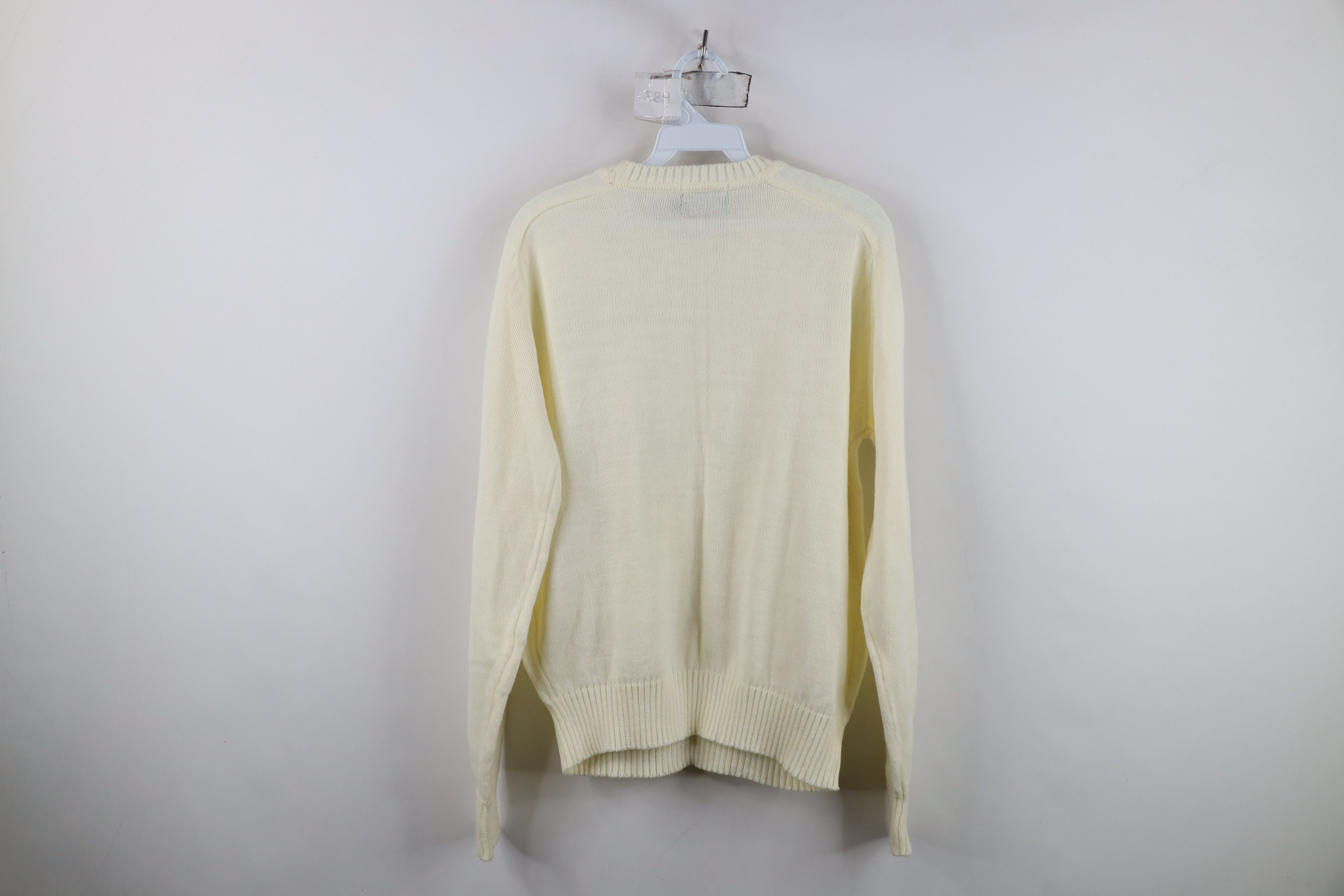 Vintage Vintage 70s Streetwear Cable Knit Crewneck Sweater Cream Size L / US 10 / IT 46 - 8 Thumbnail