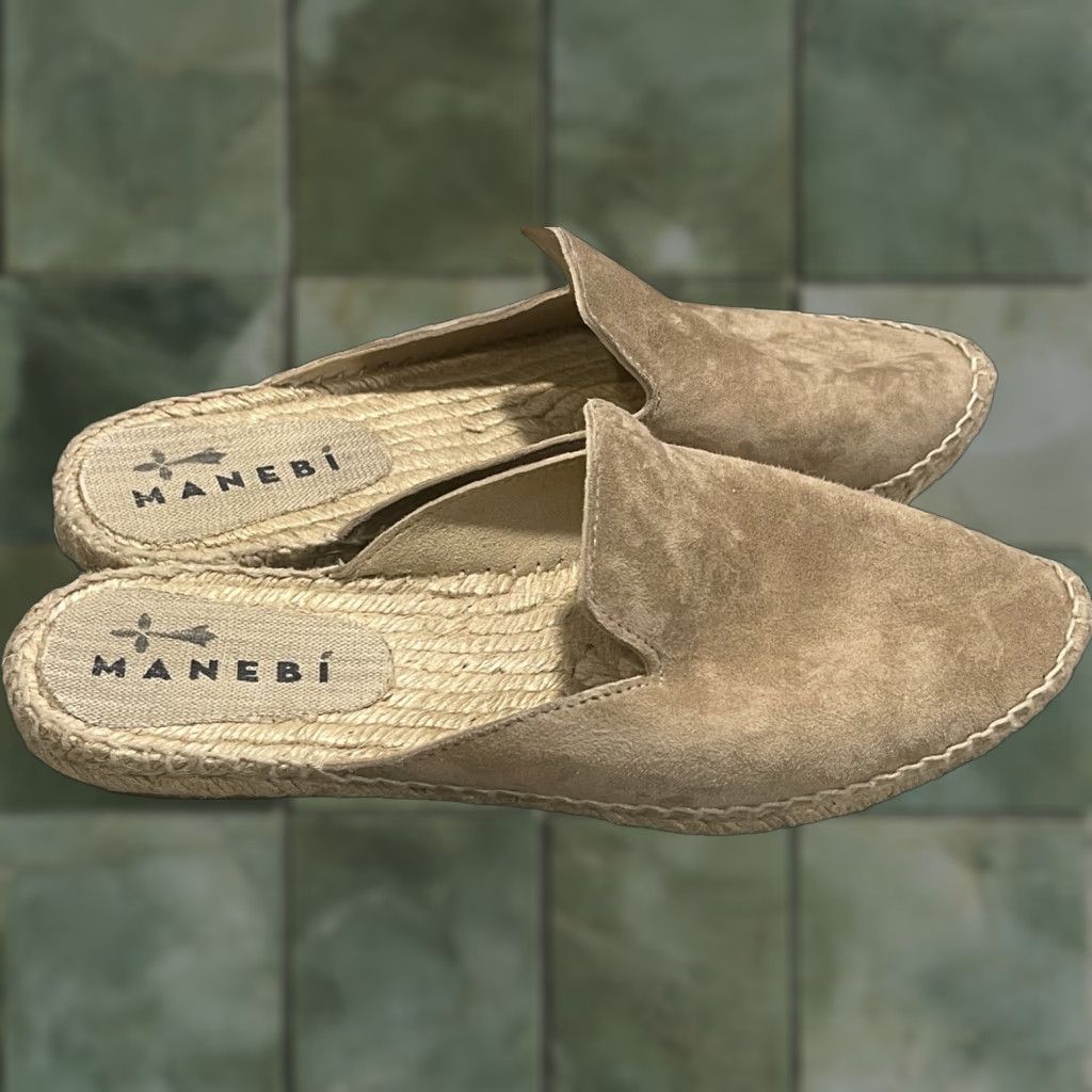 Manebi VINTAGE Manebi Hamptons Mules Women’s 8 Sz EU 39 US 8 Taupe Suede Beige Slip On Bohemian Beach Casual Travel Flat Size US 8 / IT 38 - 1 Thumbnail