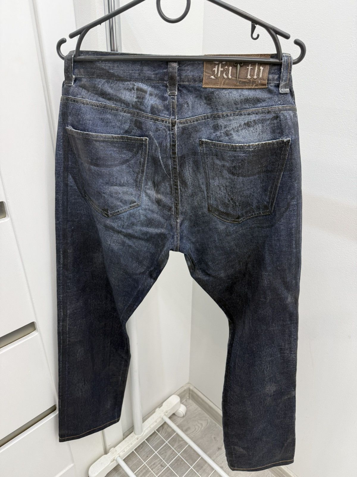 Designer × Faith Connexion Faith Connexion Printed Waxed Jean Slim Ice Denim Size US 32 / EU 48 - 2 Thumbnail