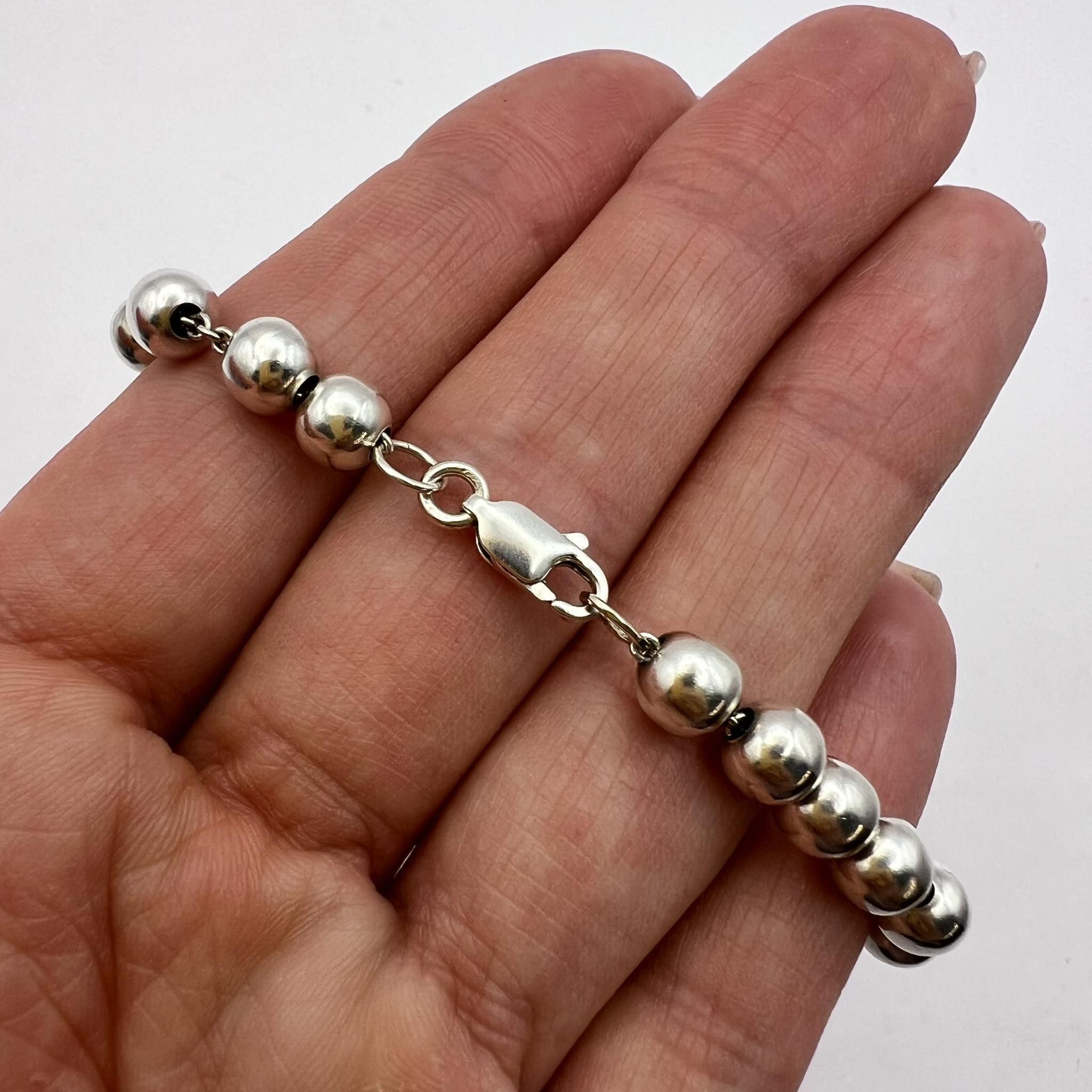 Vintage Fine Vintage Sterling Silver Beads Jewelry Bracelet 13.5 gr Size ONE SIZE - 5 Thumbnail