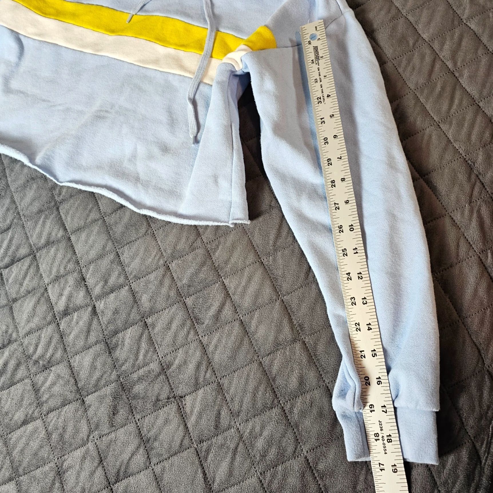 Forever 21 FOREVER 21 Cotton Blend Knit Pullover Hoodie Sweatshirt S Women Blue Yellow Stripe Casual Fall Winter Knit Style Waffle-Knit Size S / US 4 / IT 40 - 5 Thumbnail