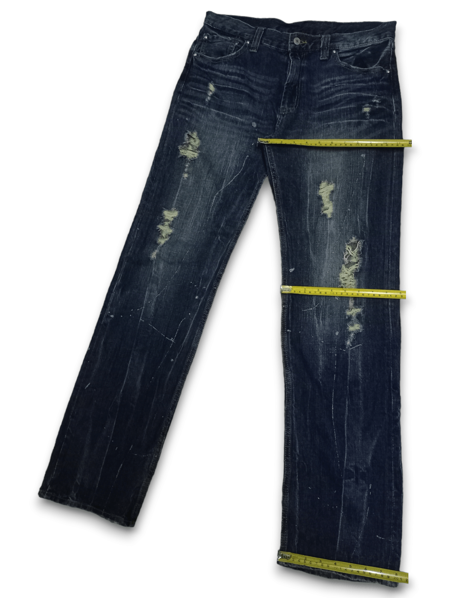 Japanese Brand Vintage Japanese Brand Indigo Wash Distressed Loose Jeans Size US 33 - 10 Thumbnail