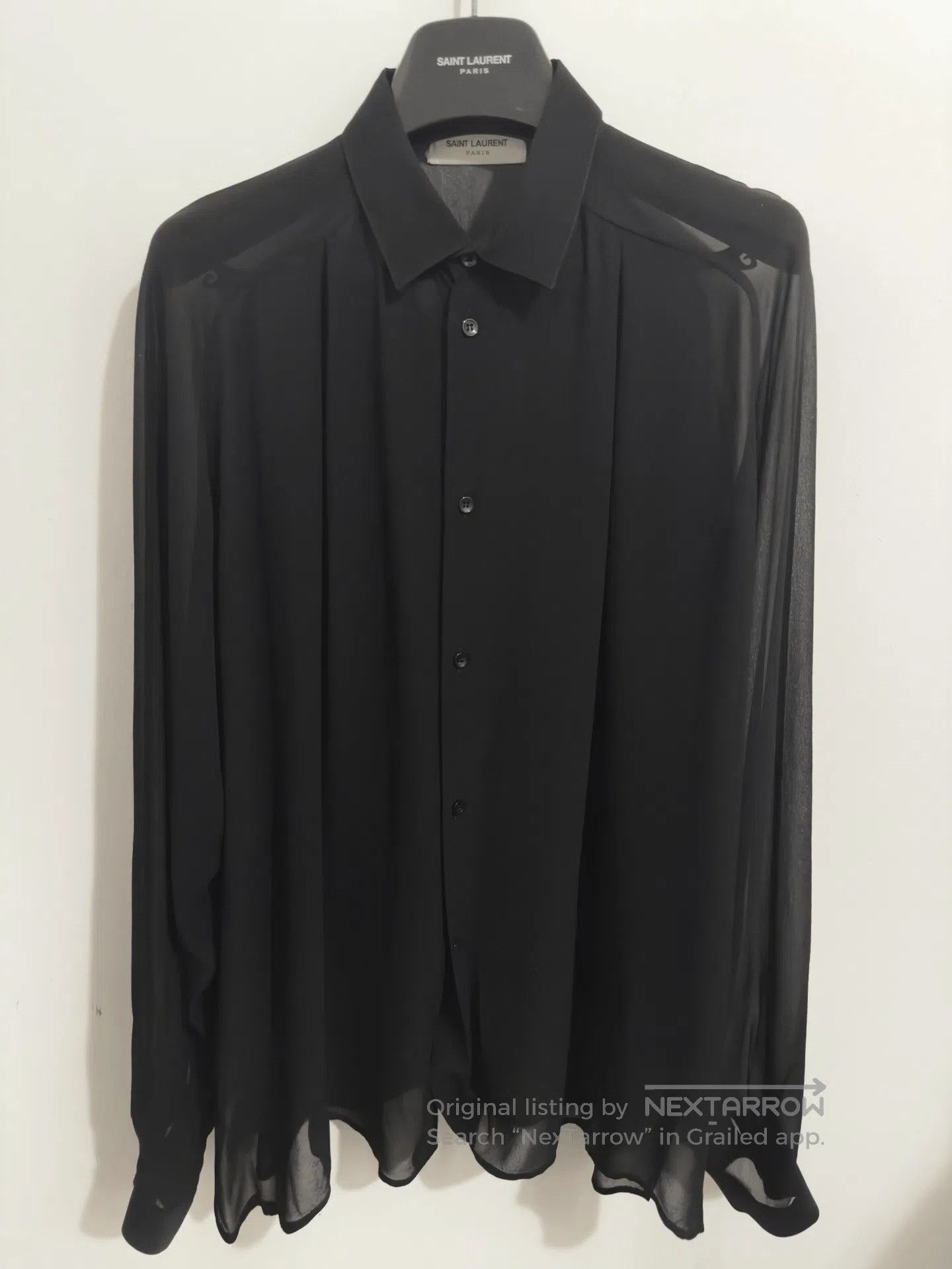 Saint Laurent Paris Saint Laurent Black Sheer Silk Shirt. Size S / US 4 / IT 40 - 1 Thumbnail