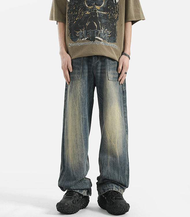 Japanese Brand × Vintage American street men's cleanfit washed straight flared jeans Size US 32 / EU 48 - 2 Thumbnail