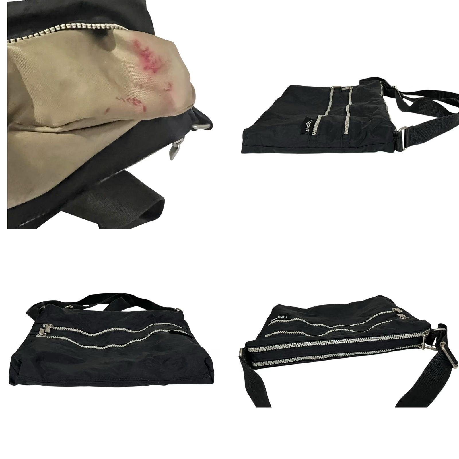 Vintage Baggallini Crossbody Bag Black Nylon Lightweight Zip-Top Travel Multi-Pocket Women Crossbody Bag, 12”W x 10”H, Preowned, Casual, Travel Size ONE SIZE - 8 Thumbnail