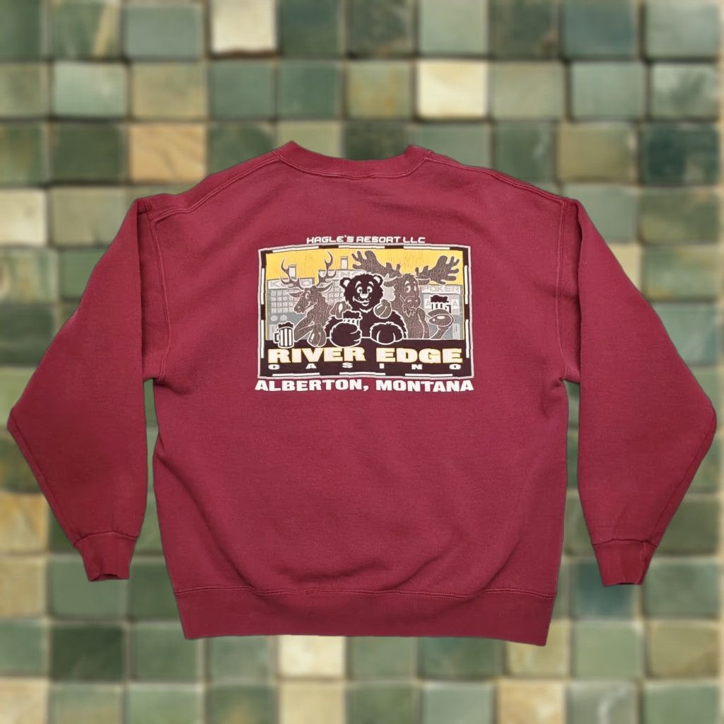 Jerzees VINTAGE Montana Sweashirt Mens L Red Rivers Edge Casino Alberton Fleece Sweatshirt Shirt Wool? Size US L / EU 52-54 / 3 - 1 Thumbnail