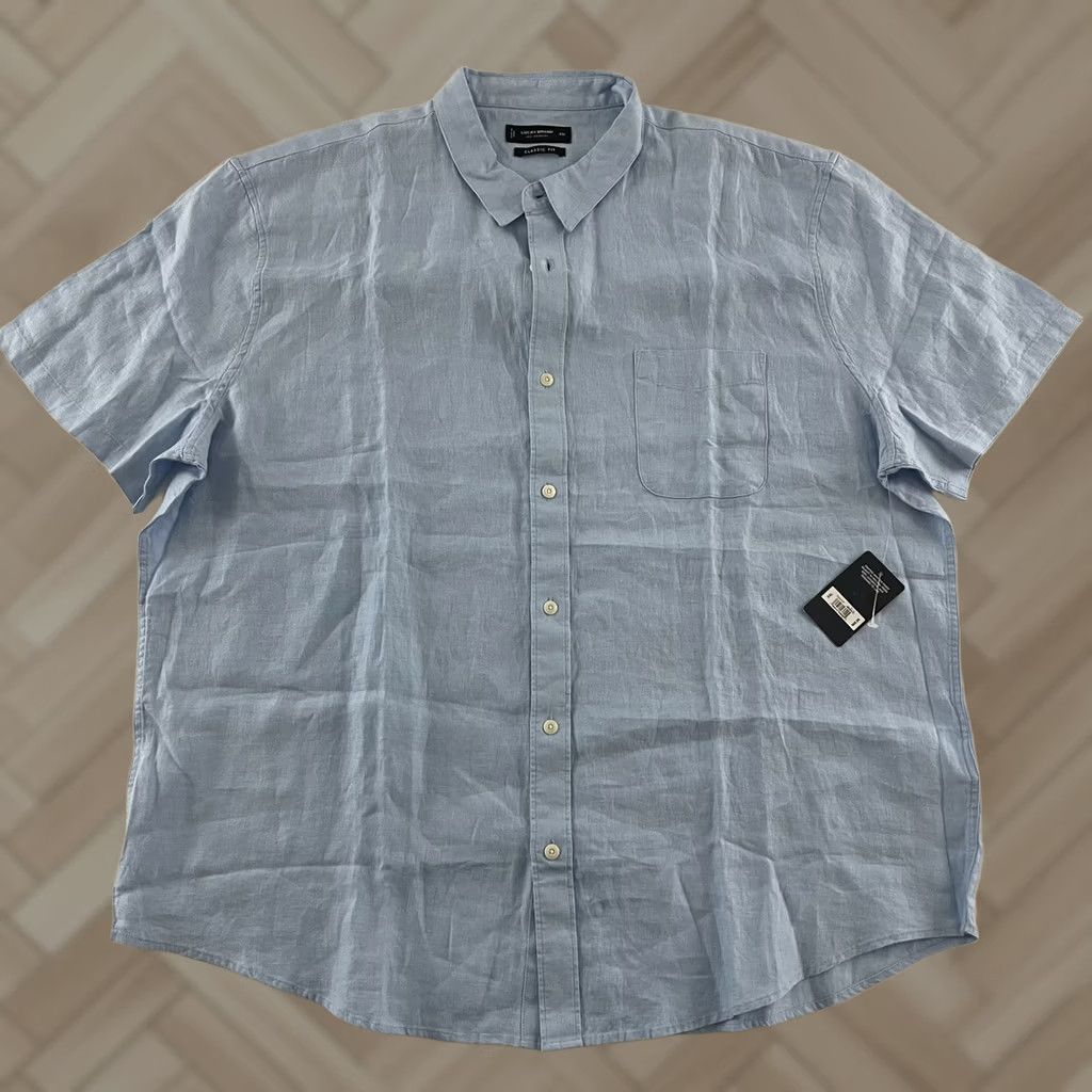Lucky Brand Lucky Brand Linen Shirt Blue 2XL Short Sleeve Button-Up Men’s Regular Fit Size US XXL / EU 58 / 5 - 1 Thumbnail