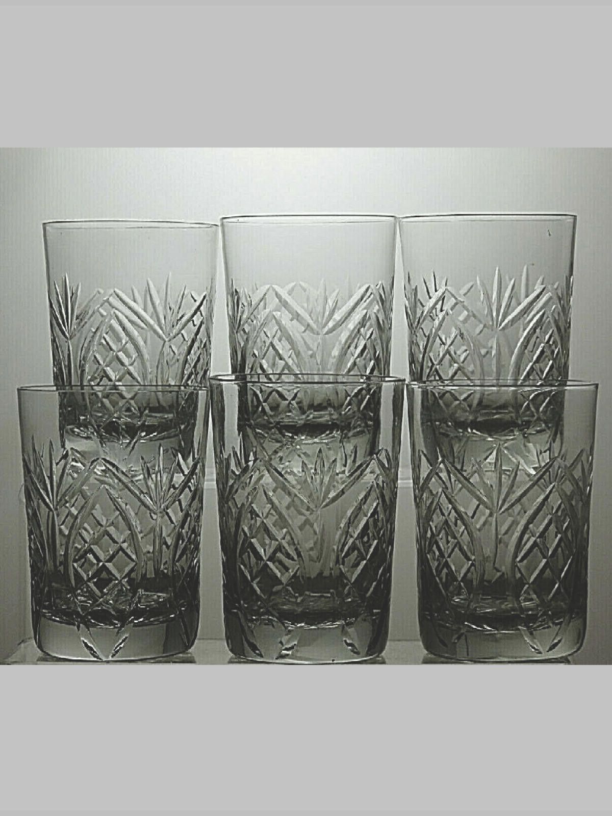 The Unbranded Brand Antique Lead Crystal Cut Glass Set Of 6 Tumblers 3 3/4" Size ONE SIZE - 1 Thumbnail