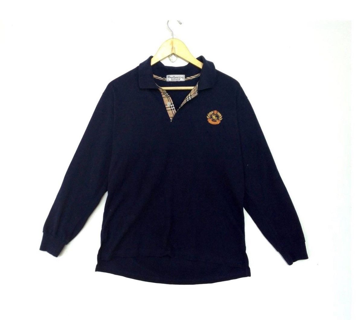 Vintage Burberrys Long Sleeve Polo Shirt w/ Heritage Logo