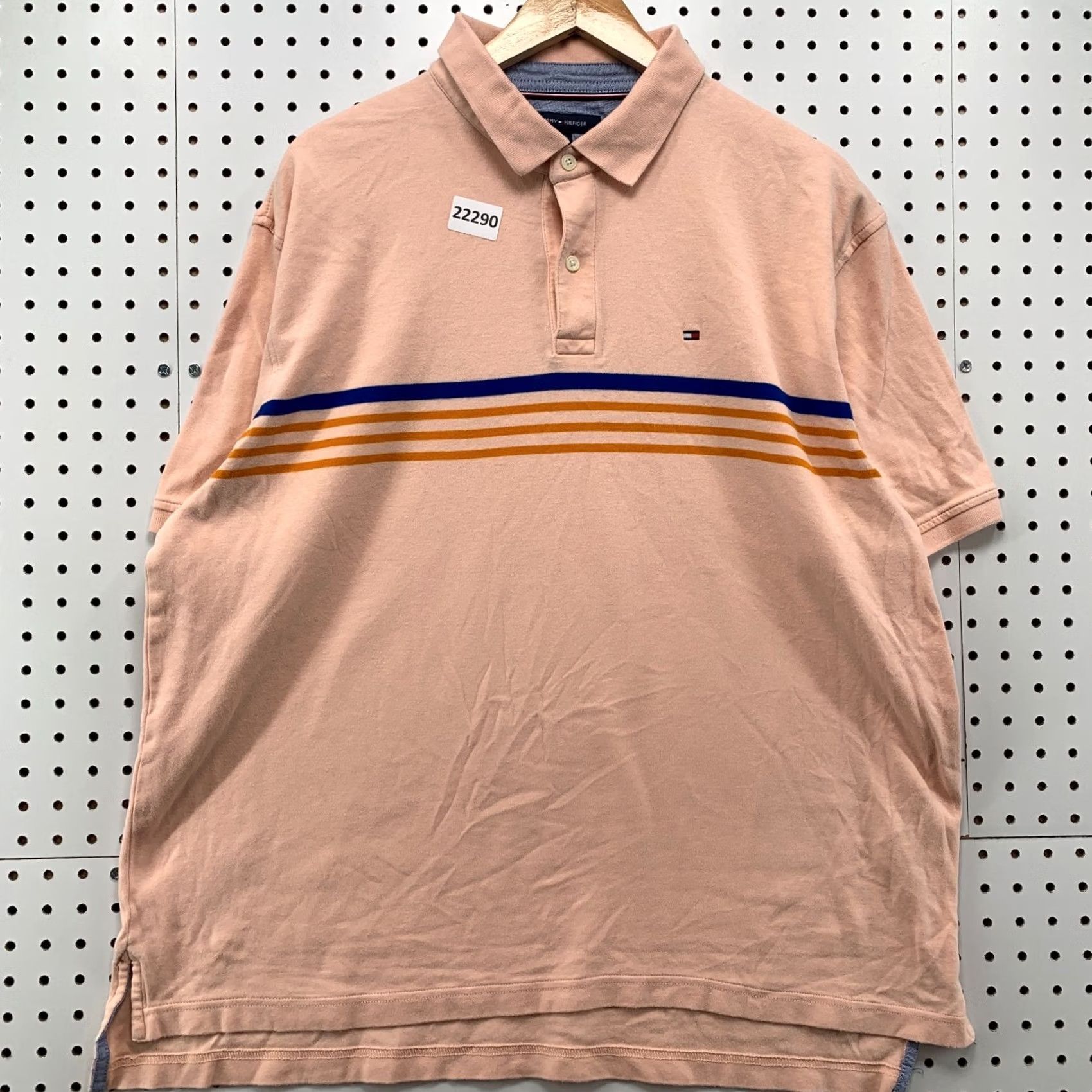 Tommy Hilfiger Tommy Hilfiger Polo Shirt Pink Blue Orange Striped Mens XL Classic Fit 25x28 Size US XL / EU 56 / 4 - 5 Thumbnail
