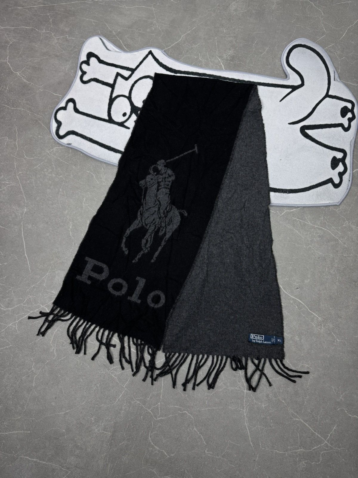 Polo Ralph Lauren Ralph Lauren Reversible Black Grey Vintage 90s Italy Wool Size ONE SIZE - 1 Thumbnail