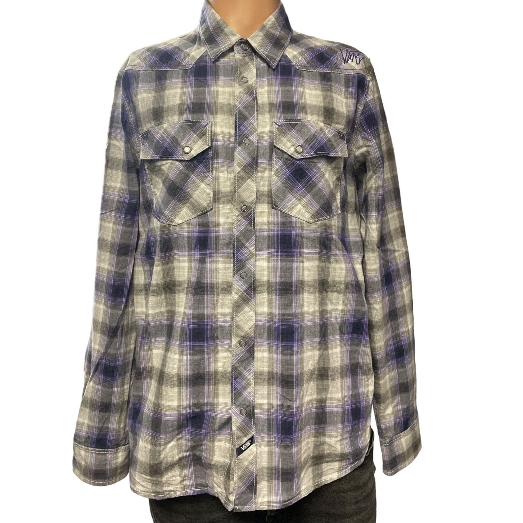 Vans VANS Men's Purple Plaid Long Sleeve Shirt/Snap Button Size M Size US M / EU 48-50 / 2 - 1 Thumbnail