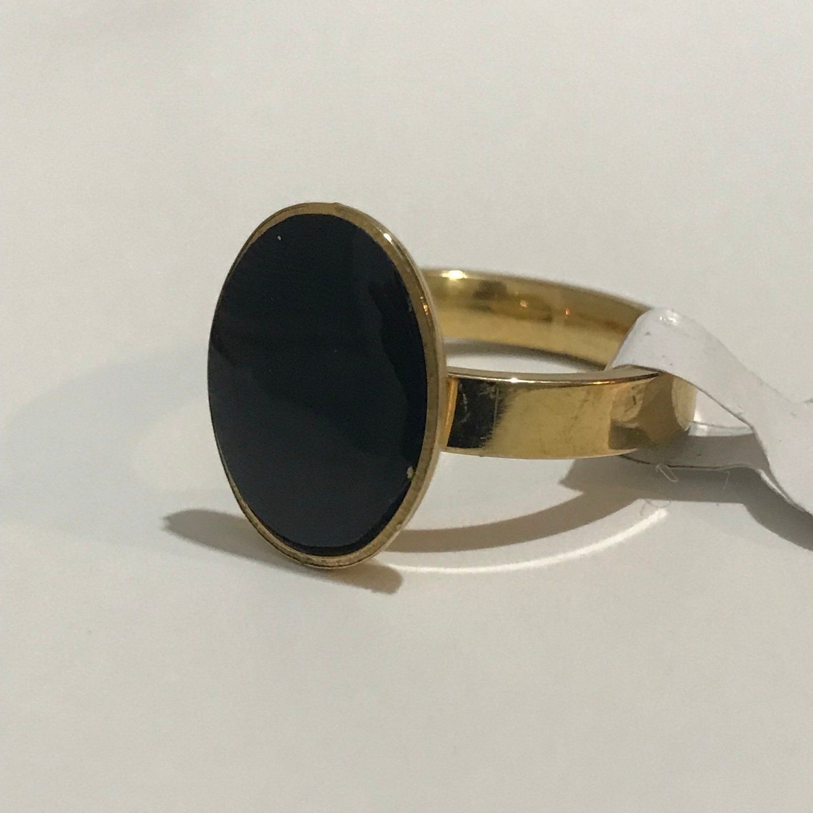 The Unbranded Brand Black Stainless Steel Fashion Ring With Gold Tone Size 9.5 Size ONE SIZE - 1 Thumbnail