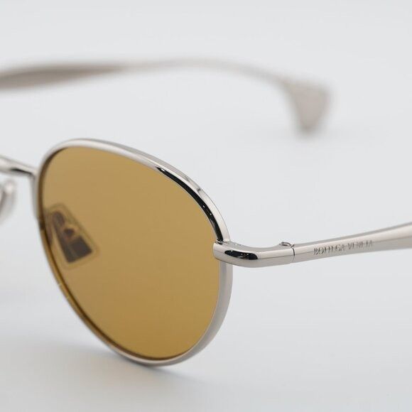 Bottega Veneta Bottega Veneta BV1396S 001 Sunglasses Silver Round Frame Size ONE SIZE - 7 Thumbnail
