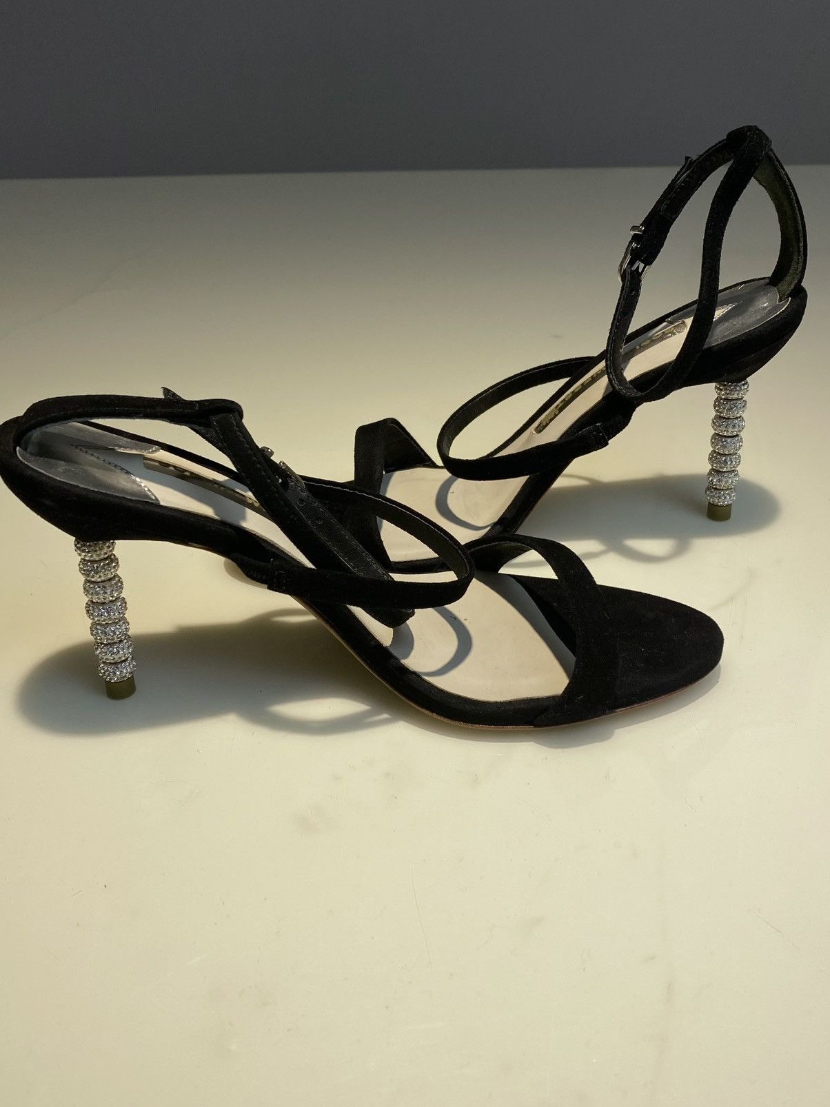 Sophia Webster Rosalind Crystal Black Satin Heels 36 Size US 5.5 / IT 35.5 - 5 Thumbnail