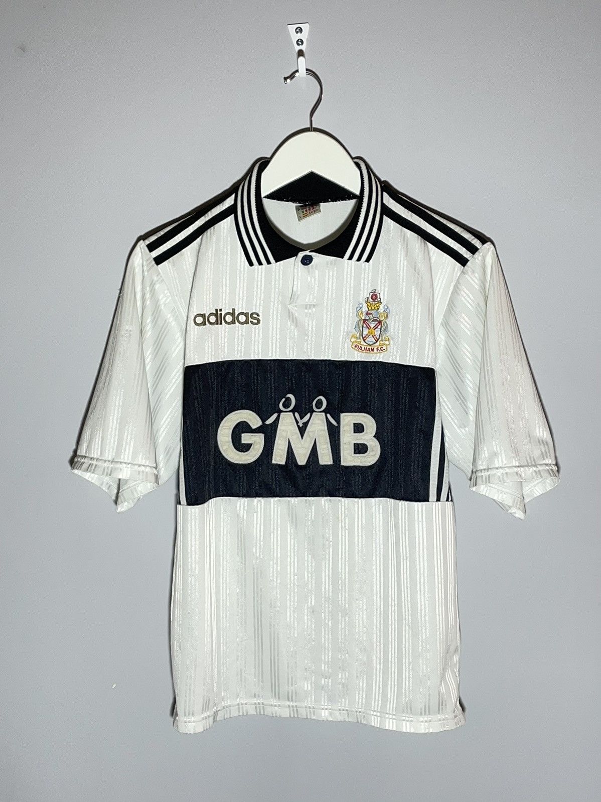 Image of Fulham Vintage Adidas 1997/98 Y2K Streetwear Football Shirt in White, Men's (Size Small)