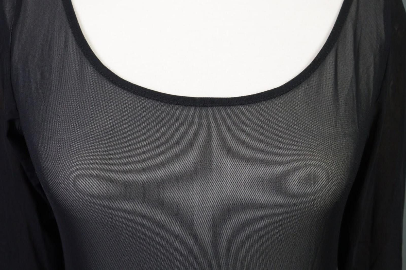 Designer Sarah Pacini Black Mesh Stretch Top Blouse Size S Size M / US 6-8 / IT 42-44 - 4 Thumbnail