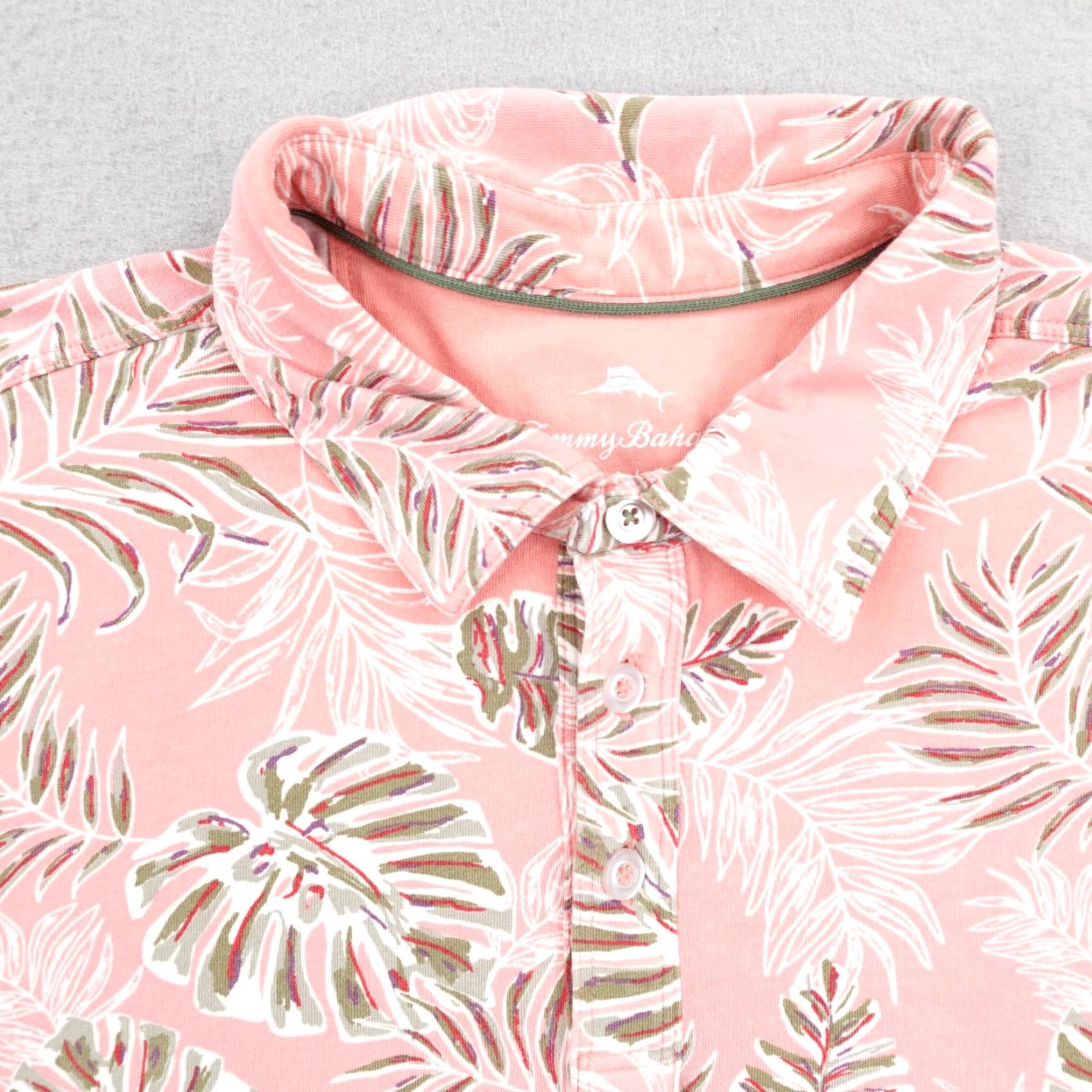 Tommy Bahama Tommy Bahama Polo Shirt Mens Large Pink Tropical Leaf Print Hawaiian Aloha Flex Polo Shirt Men L Pink Floral Beach Golf Casual Activewear Mens Size US L / EU 52-54 / 3 - 2 Thumbnail