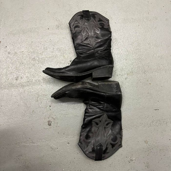 Vintage 90s y2k MIA Bratz Black Leather Chunky Western Boho Cowboy Cowgirl  Boots 