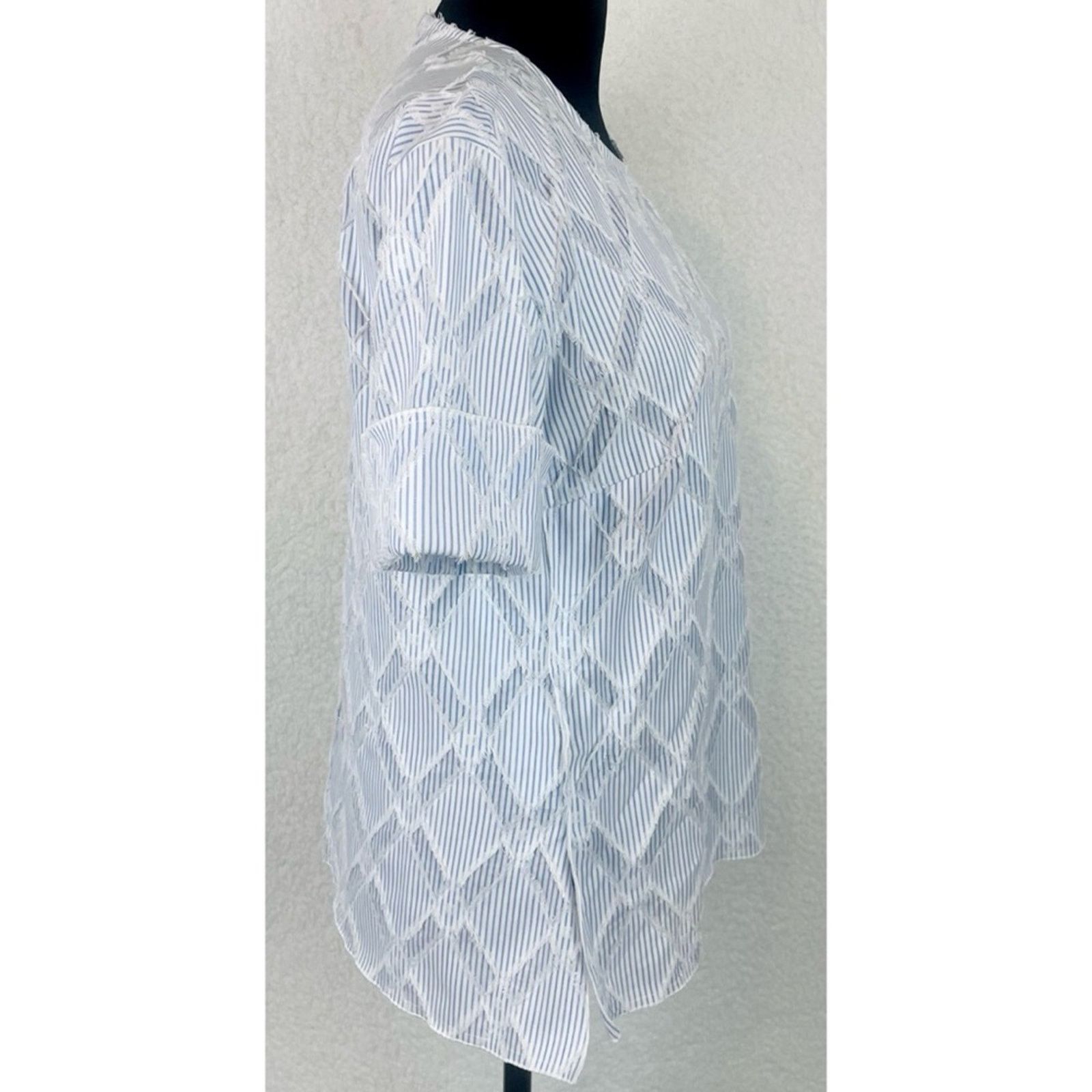 Derek Lam 10 Crosby DEREK LAM • 10 Crosby Striped Frayed Diamond Blouse Size S / US 4 / IT 40 - 10 Thumbnail