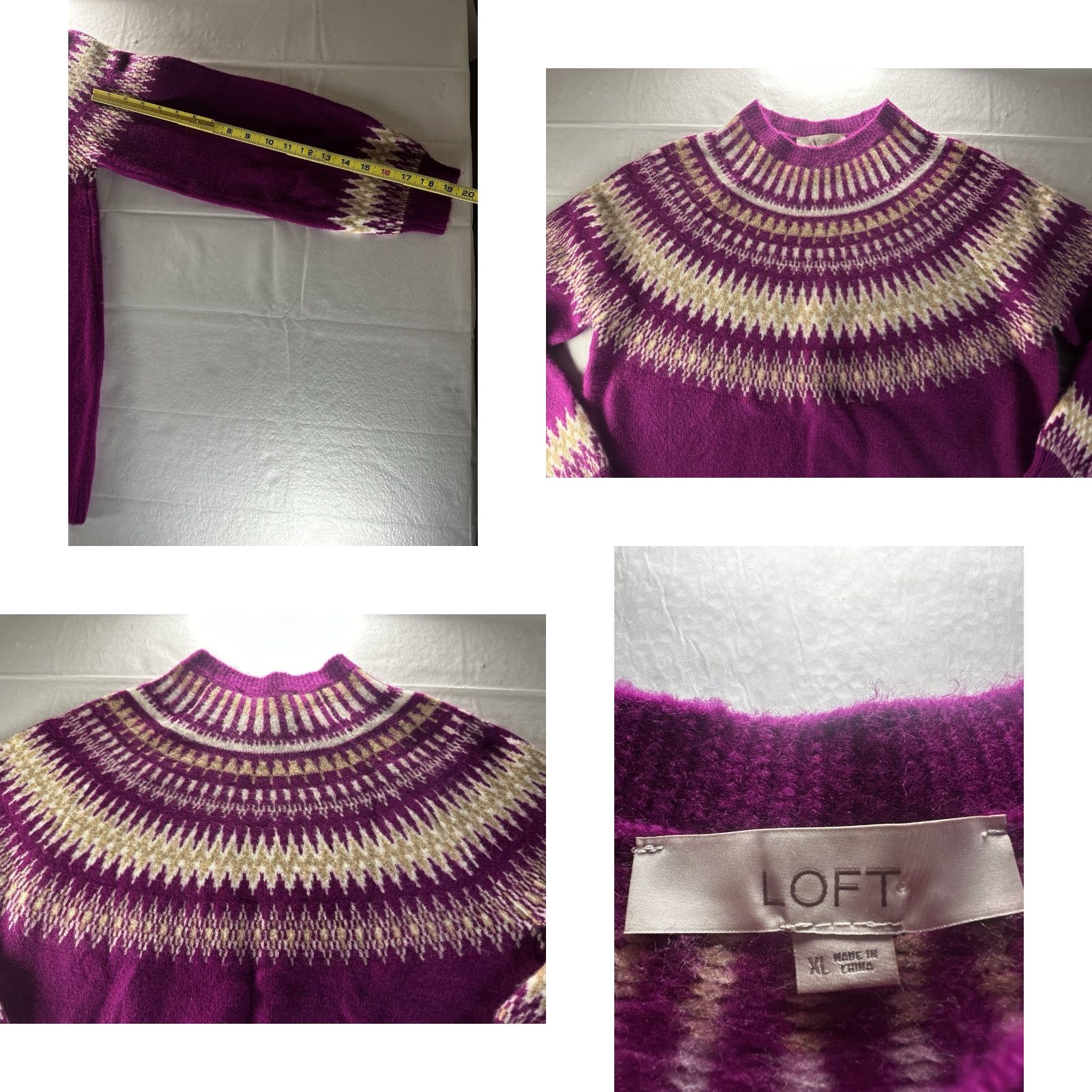 Loft LOFT Pink Multi Color Fair Isle Mock Neck Sweater Womens XL Pullover Knit Size XL / US 12-14 / IT 48-50 - 8 Thumbnail