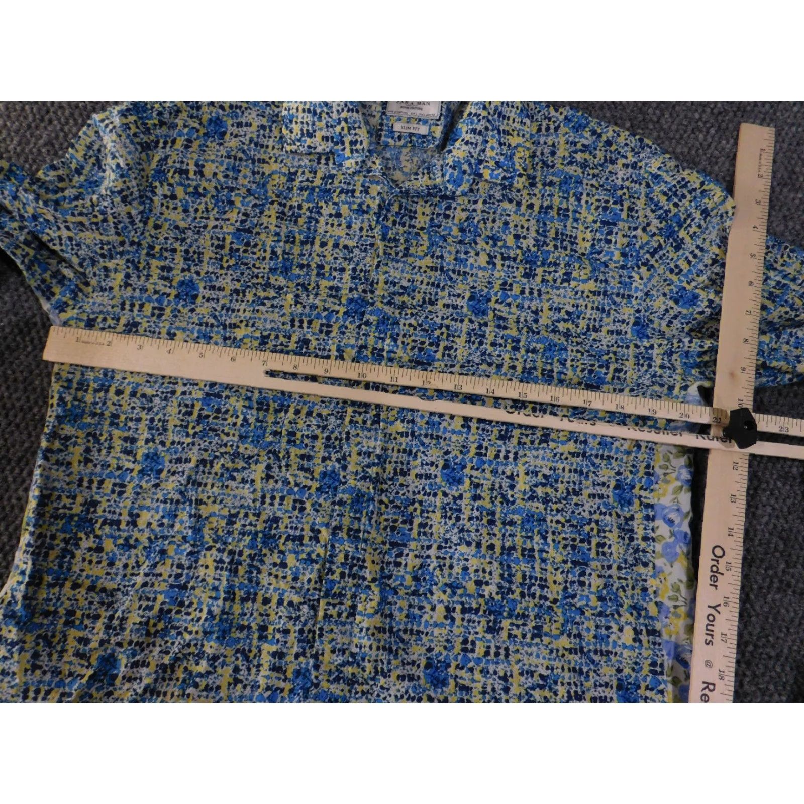 Zara Zara Shirt Mens Large Blue Yellow Floral Slim Fit Casual Button Front Size US L / EU 52-54 / 3 - 6 Thumbnail
