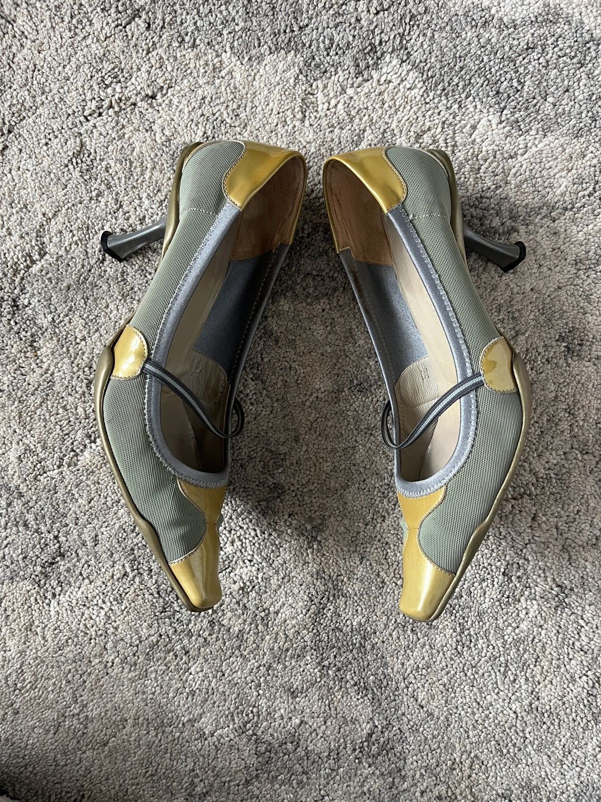 Prada S/S2000 patent gold heels