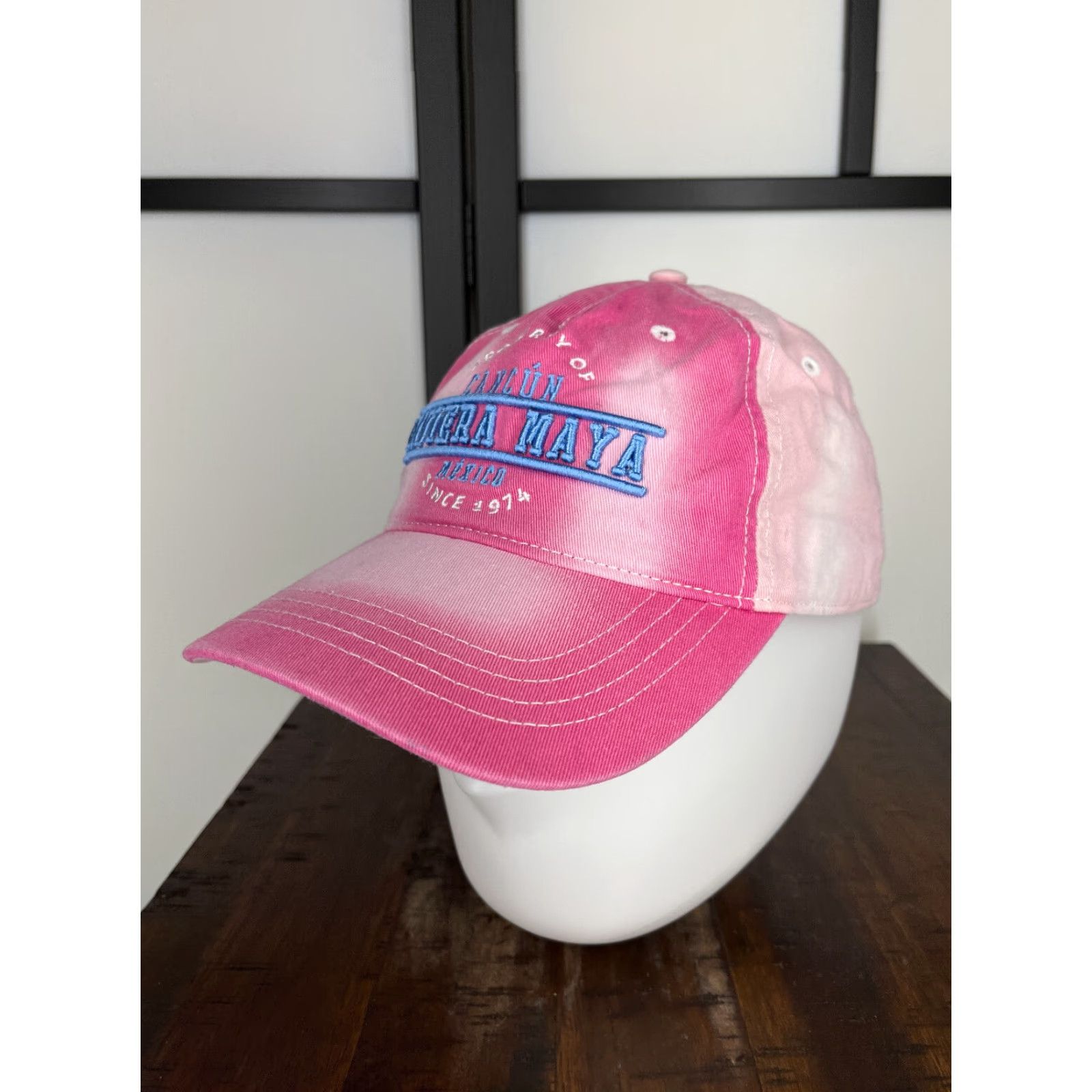 Vintage VINTAGE Cancún Mexico Riviera Maya 1974 Hat Cap Strap Back Adult One Size Pink Cotton Size ONE SIZE - 4 Thumbnail