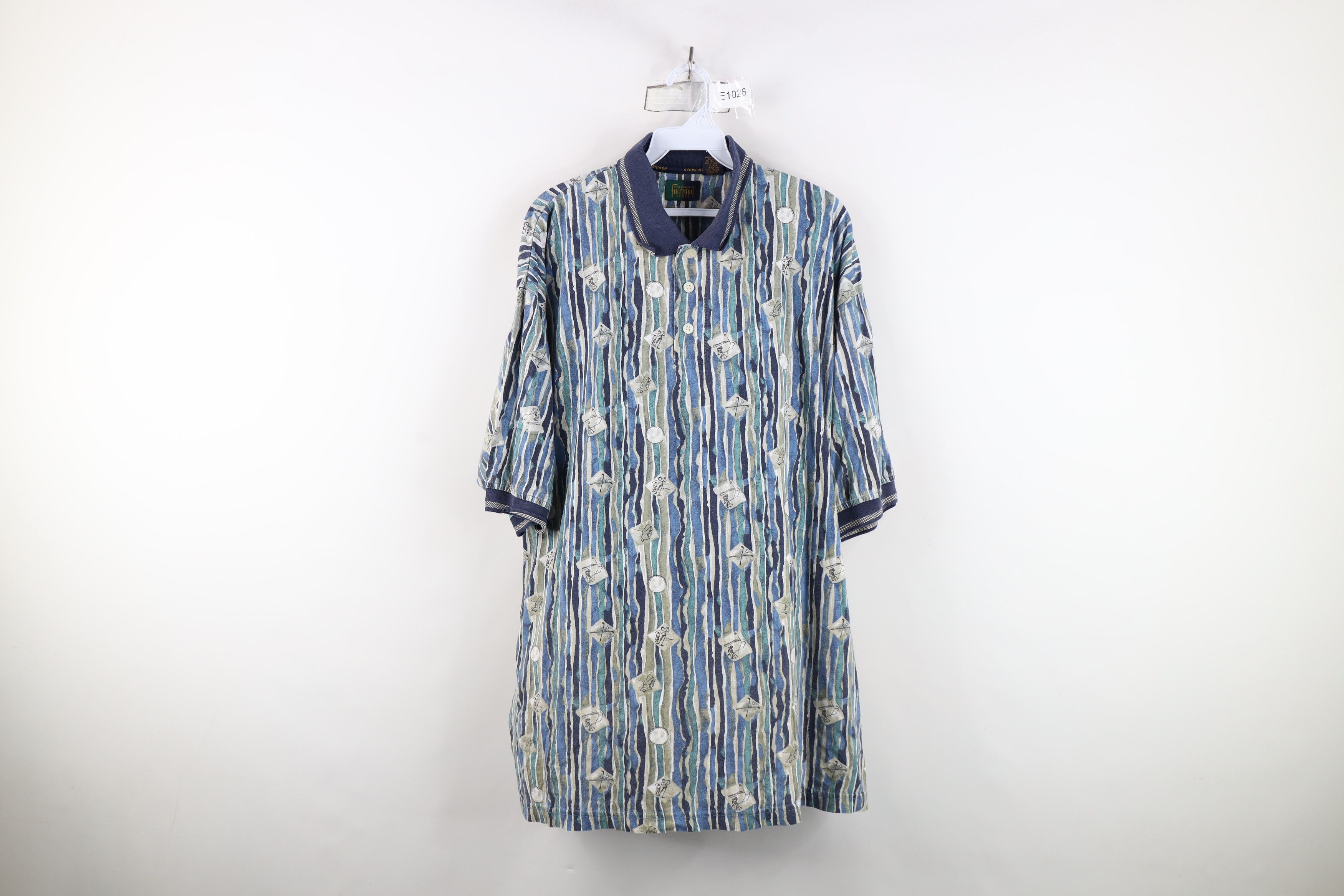 Vintage Vintage 90s Streetwear All Over Print Golf Polo Shirt Cotton Size US XL / EU 56 / 4 - 1 Thumbnail