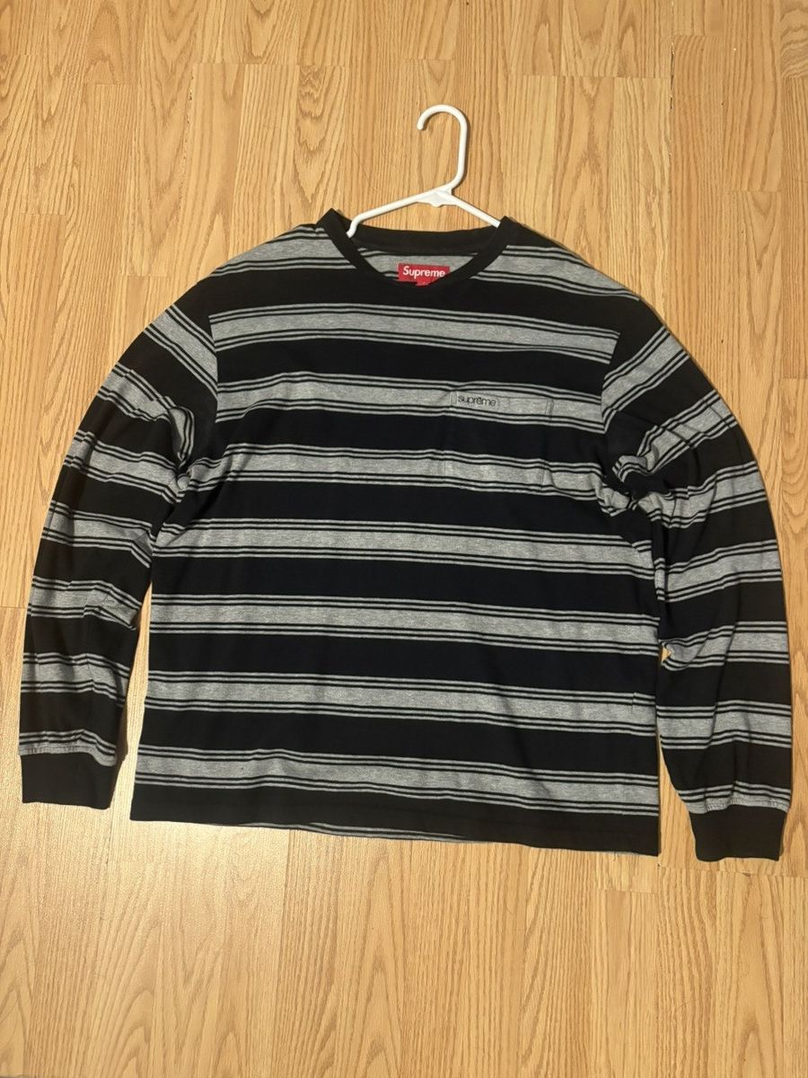 Streetwear × Supreme Supreme 190 Bowery Striped Long Sleeve Tee