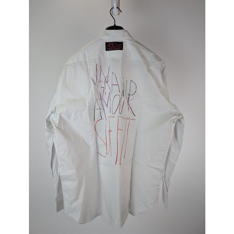 Raf Simons o1rshd1 Long Sleeve Cotton Print Back Button Up Shirt White Size US L / EU 52-54 / 3 - 1 Thumbnail