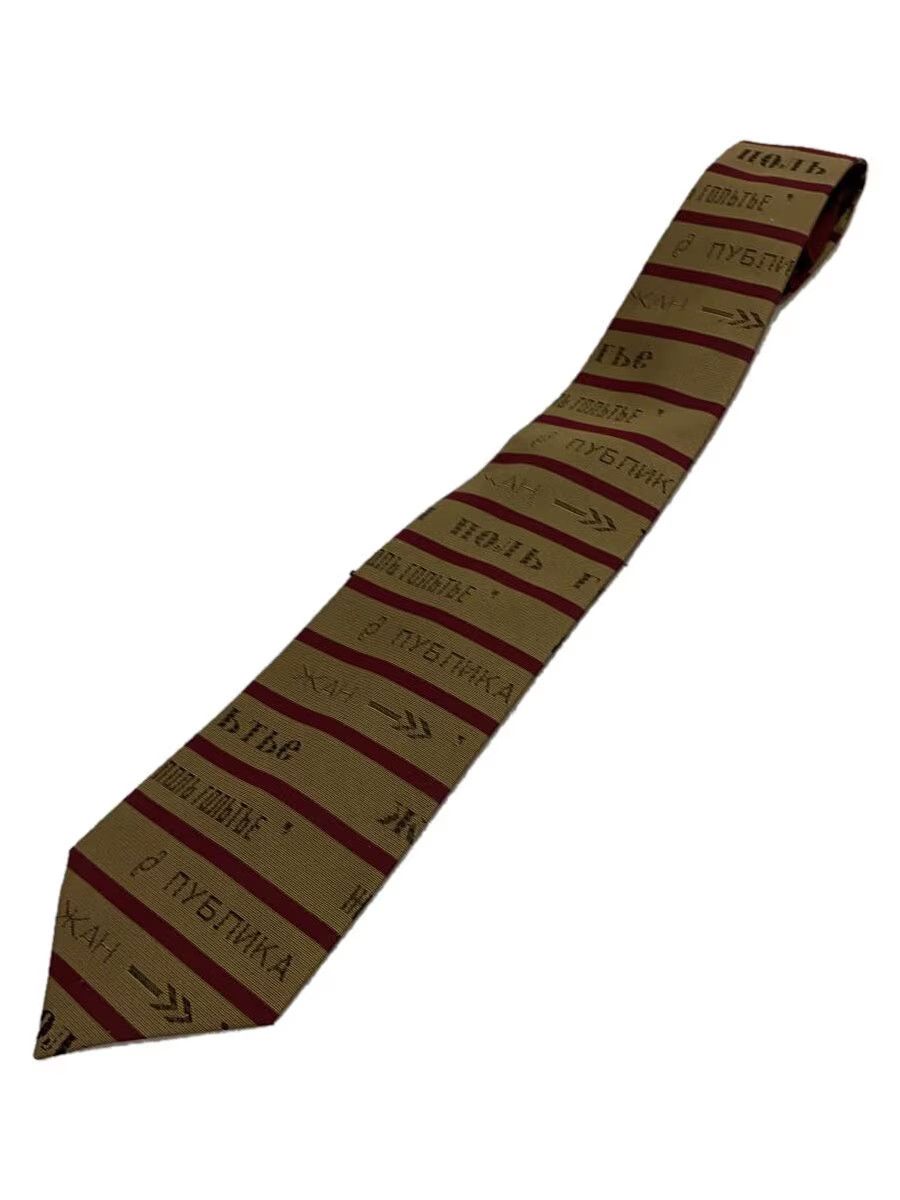 Jean Paul Gaultier Russian Script Striped Silk Tie Size ONE SIZE - 1 Thumbnail