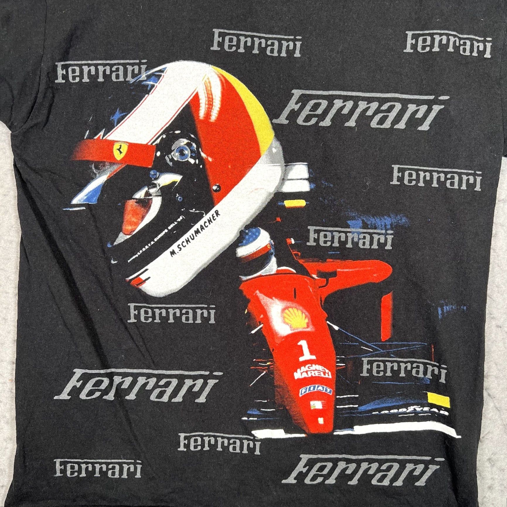 Hanes VINTAGE Ferrari Formula 1 Michael Schumacher T Shirt Adult Large Black Mens Size US L / EU 52-54 / 3 - 4 Thumbnail
